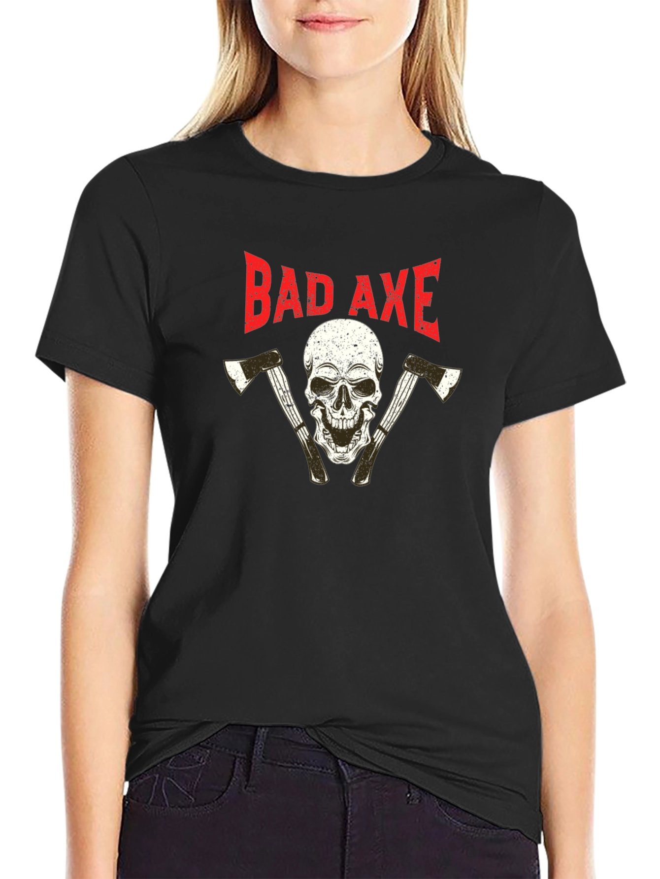 Black Bad Axe Skull T-Shirt - Black Graphic Tee view 2