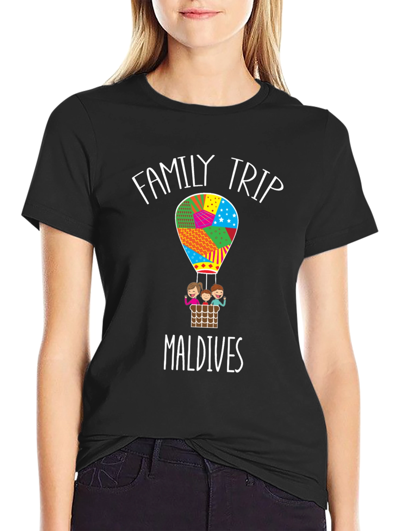 Black Family Trip Maldives Hot Air Balloon T-Shirt view 2