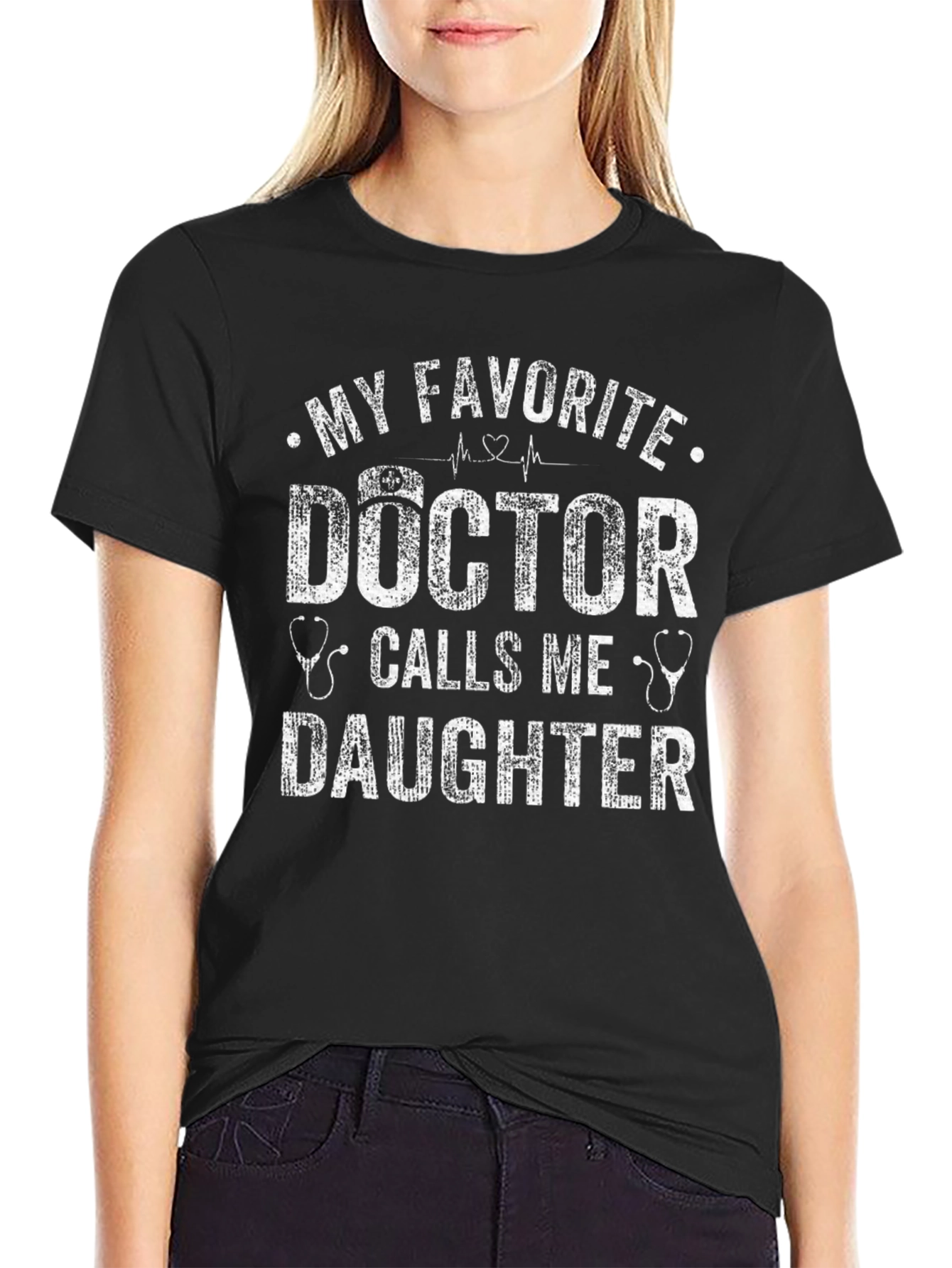 Black My Favorite Doctor Calls Me Daughter T-Shirt view 2