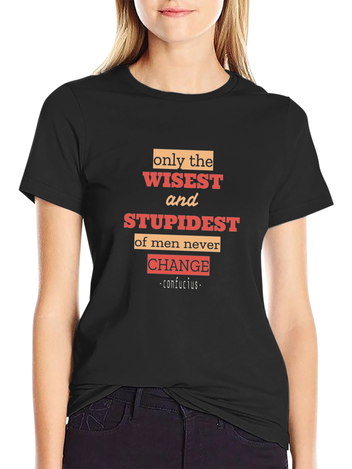 Black Wisest and Stupidest Men's Black T-Shirt view 2