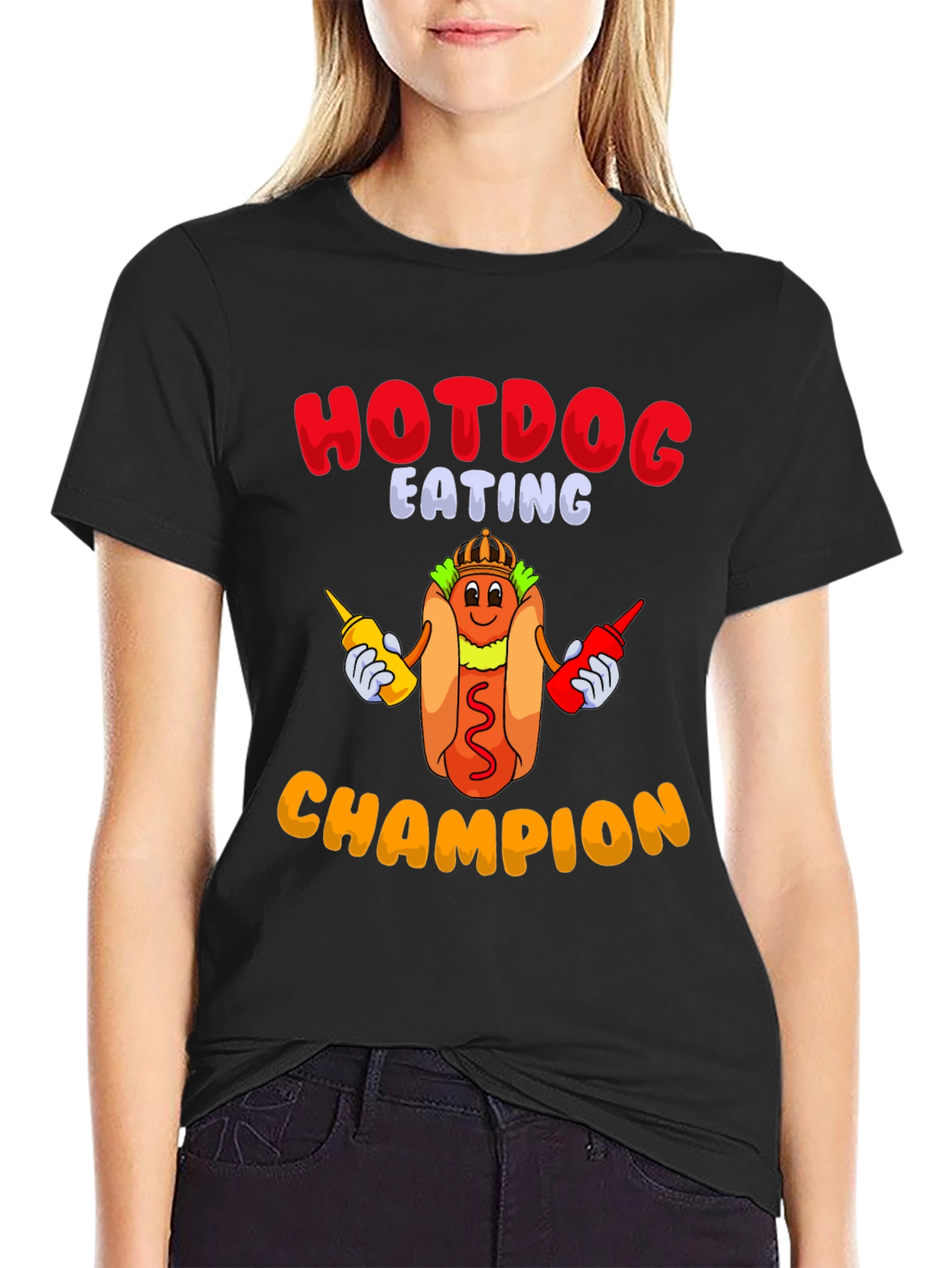 Black Hotdog Eating Champion T-Shirt view 2