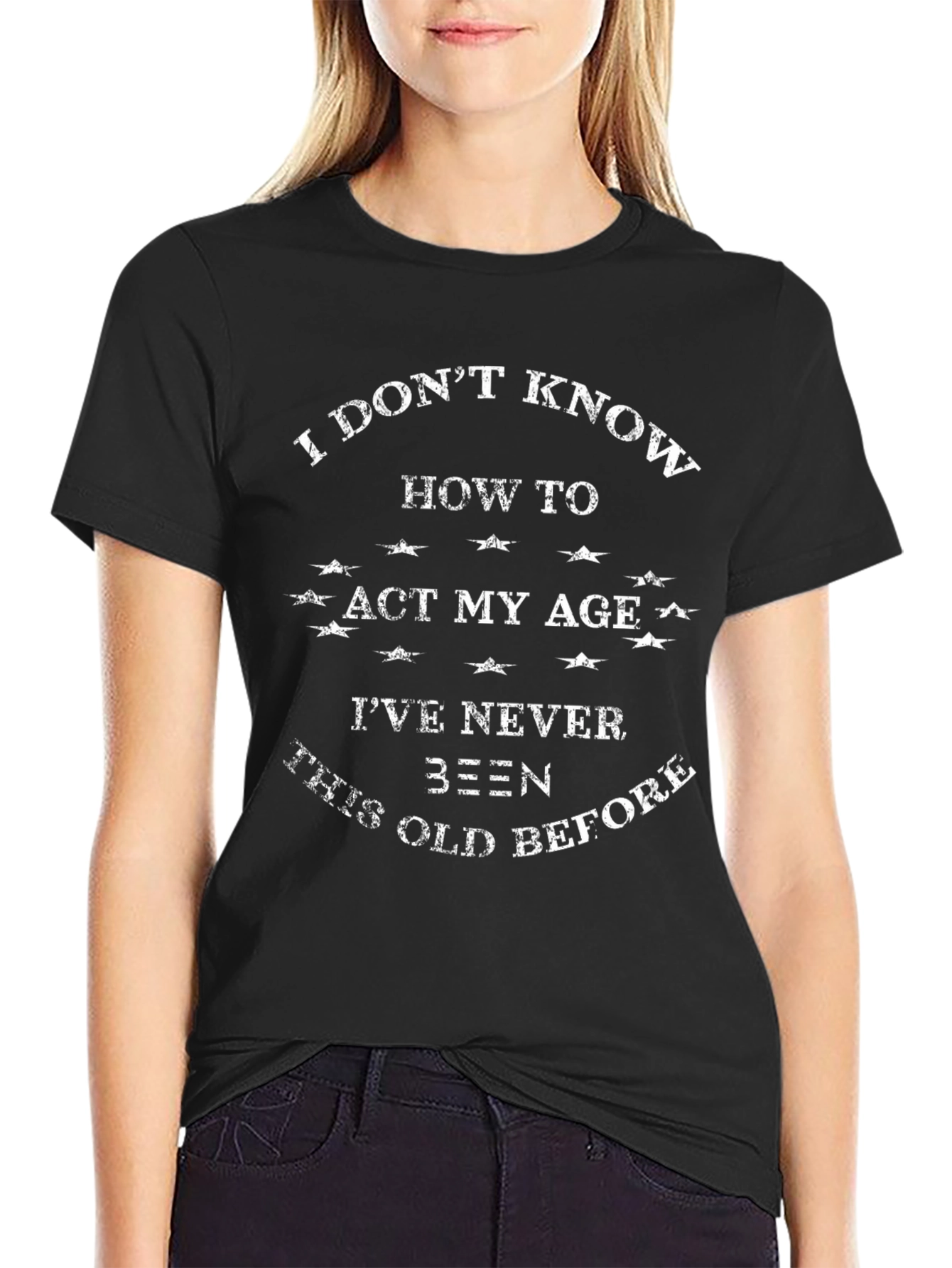 Black Funny "Act My Age" Graphic Tee - Black T-Shirt view 2
