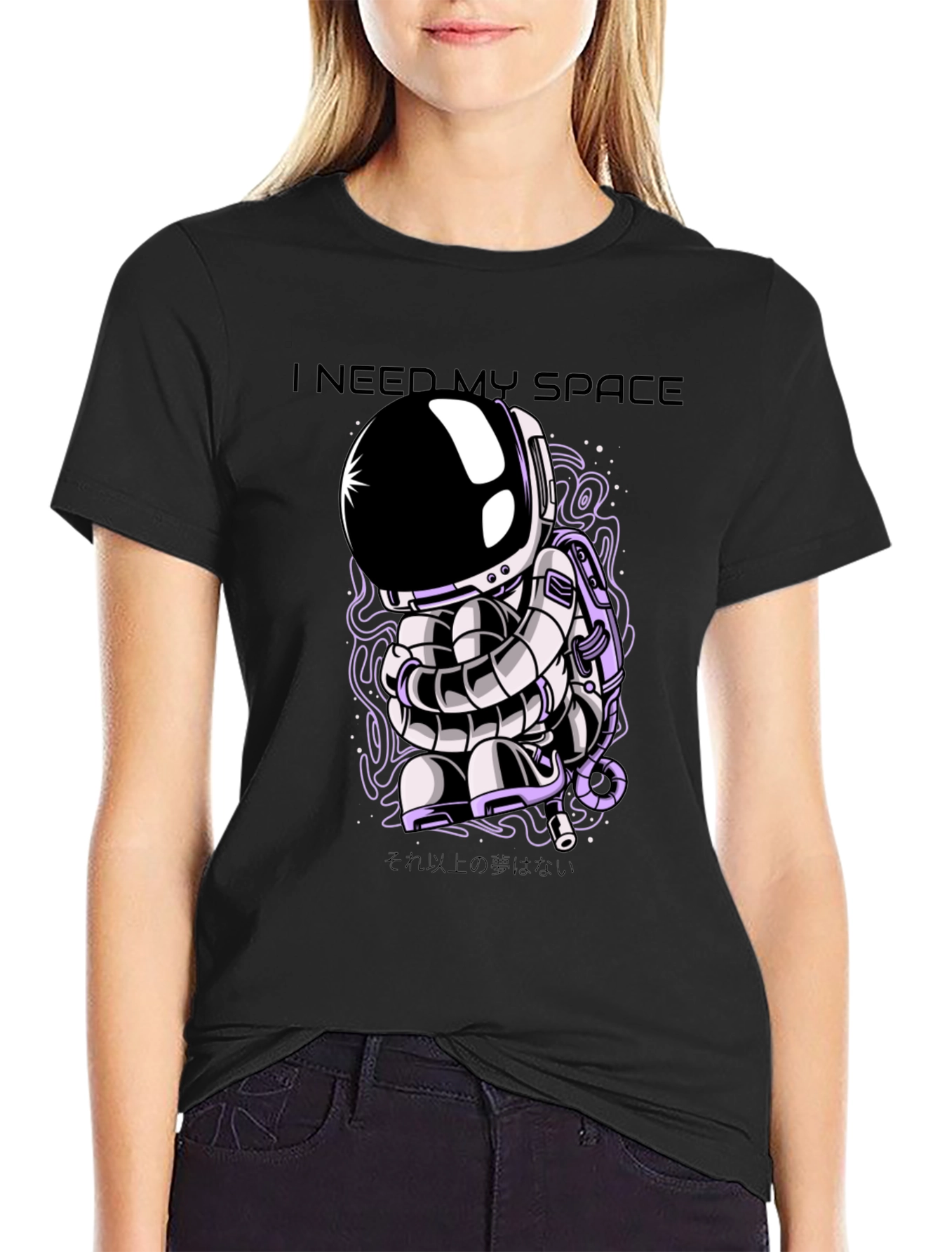 Black I Need My Space Astronaut Graphic T-Shirt view 2