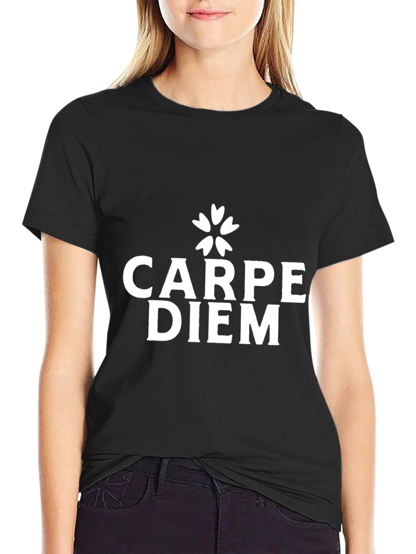 Black Carpe Diem Black Graphic T-Shirt view 2