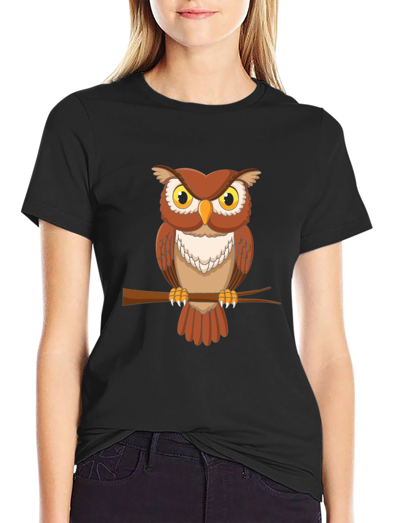 Black Owl Graphic Tee - Men's Short Sleeve Crew Neck T-Shirt view 2