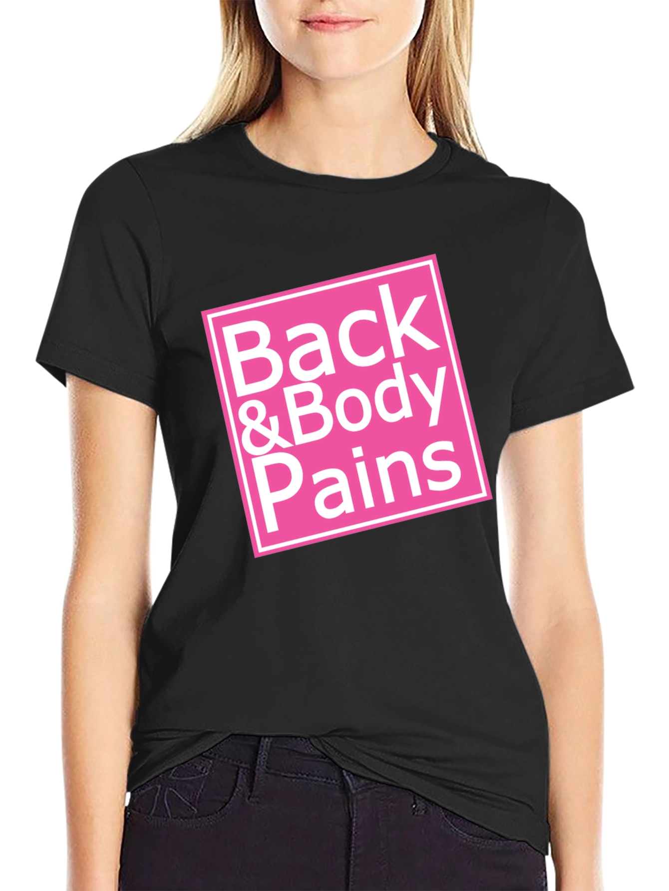 Black Back & Body Pains Graphic Tee - Unisex Black T-Shirt view 2