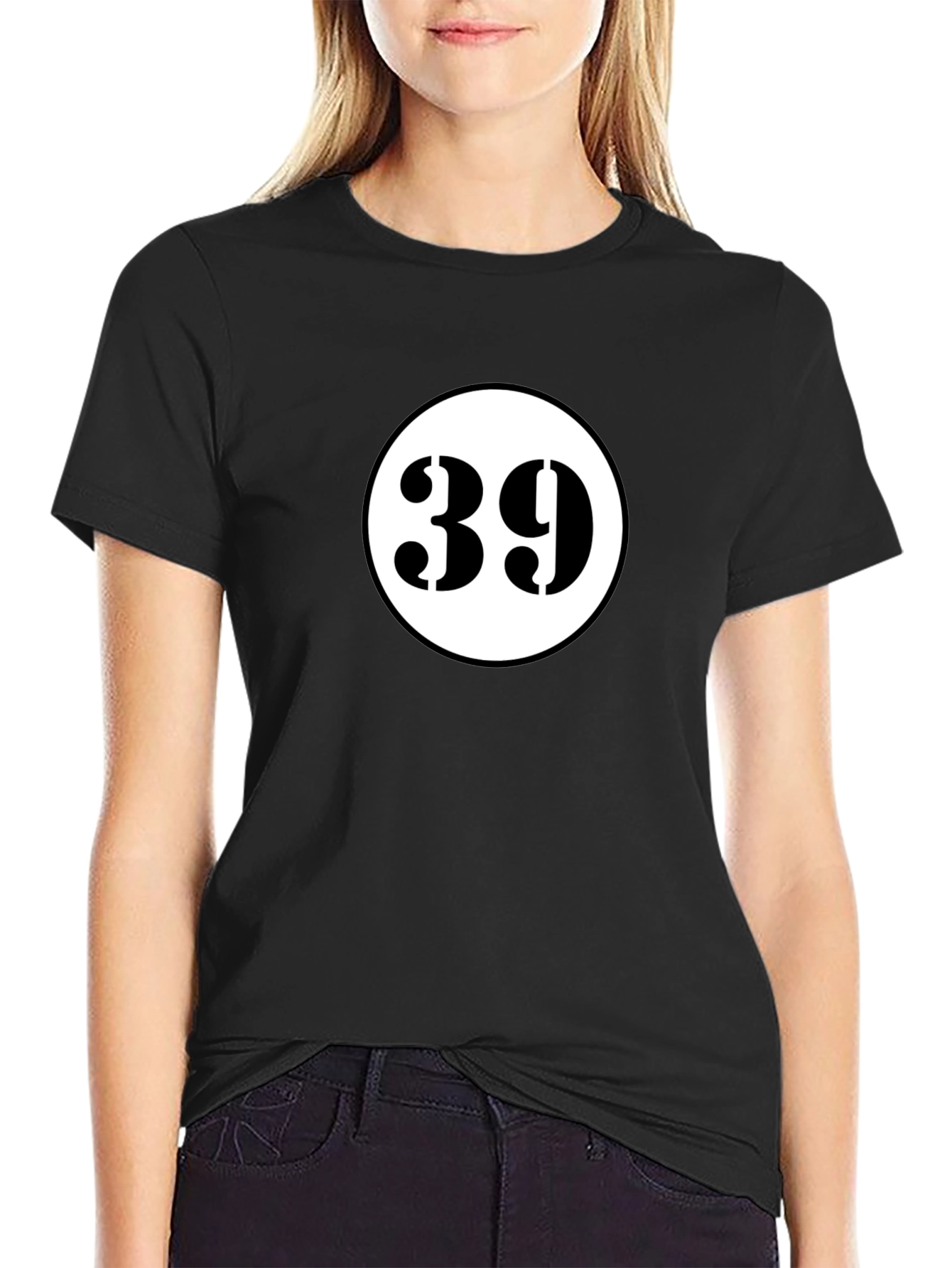 Black Retro Number 39 Black T-Shirt view 2