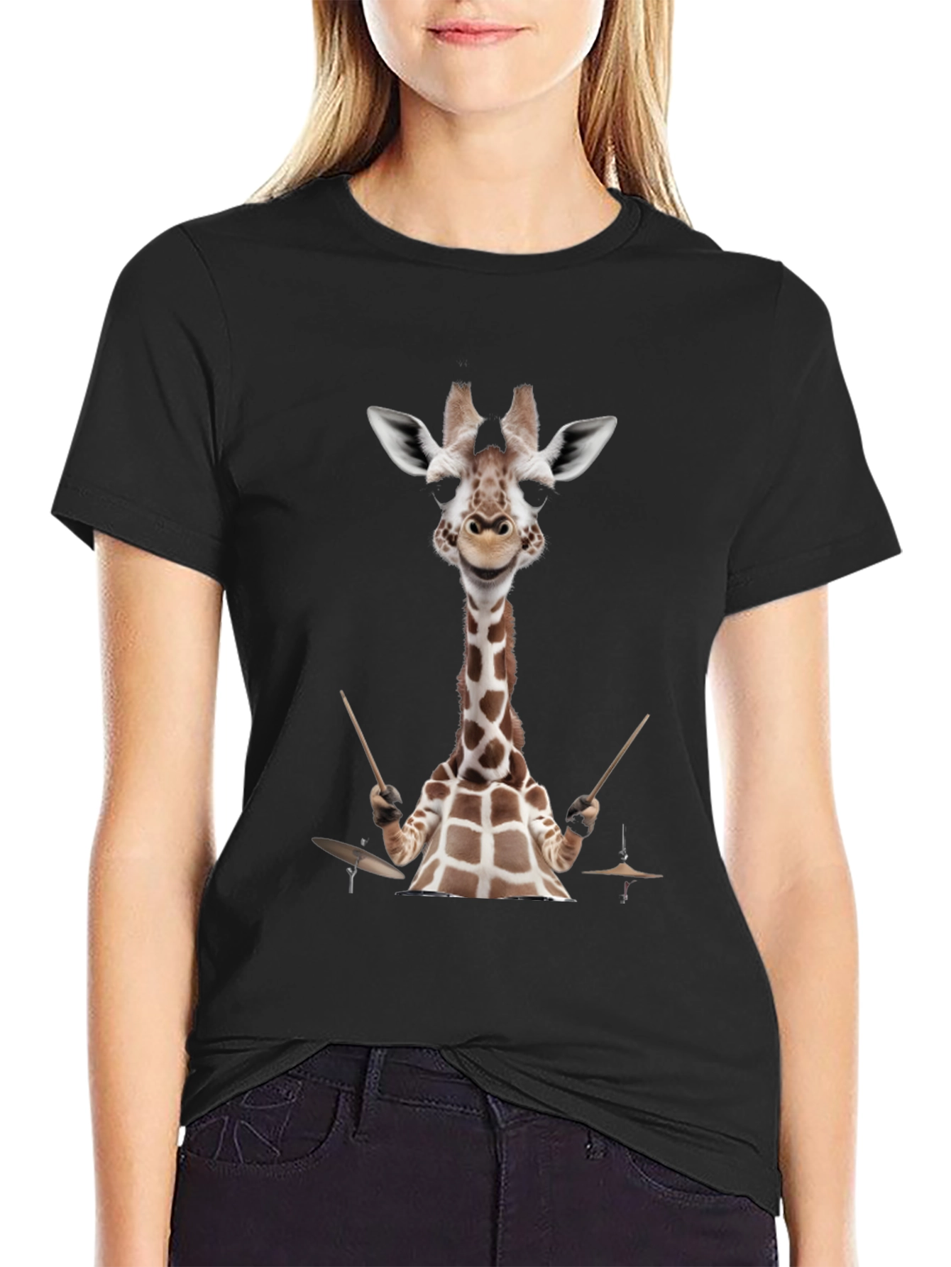 Black Giraffe Drummer Graphic Tee view 2