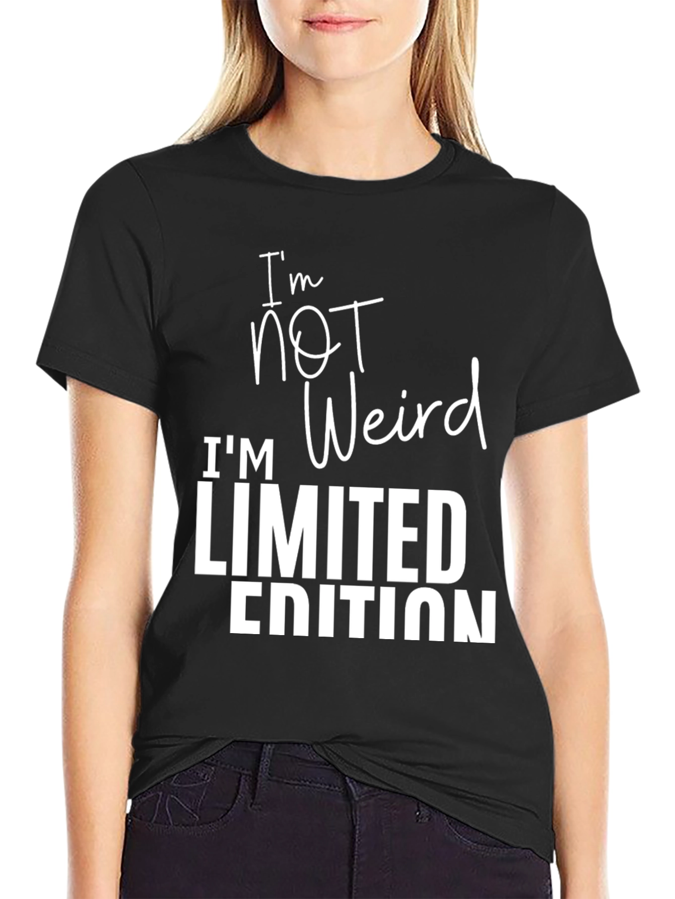 Black I'm Not Weird, Limited Edition Black Graphic T-Shirt view 2