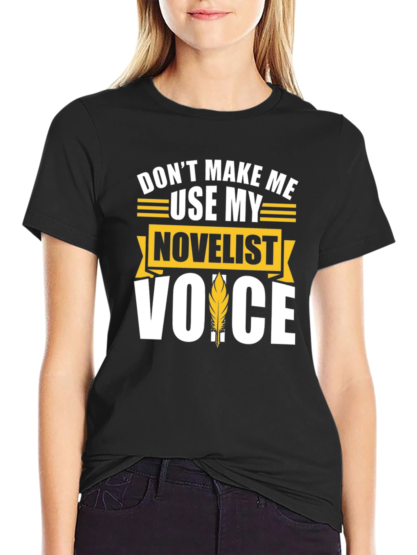 Black Novelist Voice T-Shirt - Funny Writer Gift view 2
