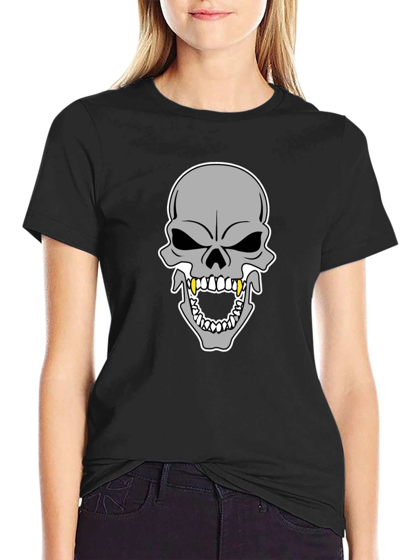 Black Skull Graphic Black T-Shirt view 2