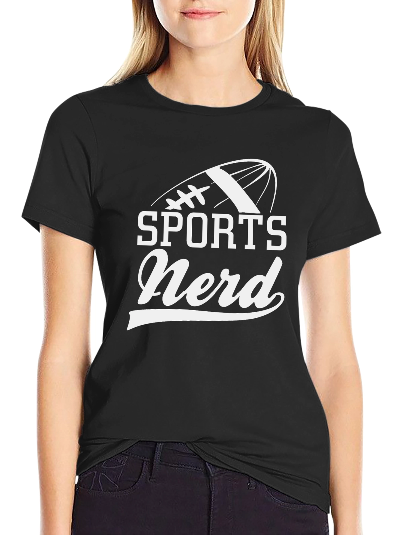 Black Sports Nerd T-Shirt - Football Graphic Tee view 2