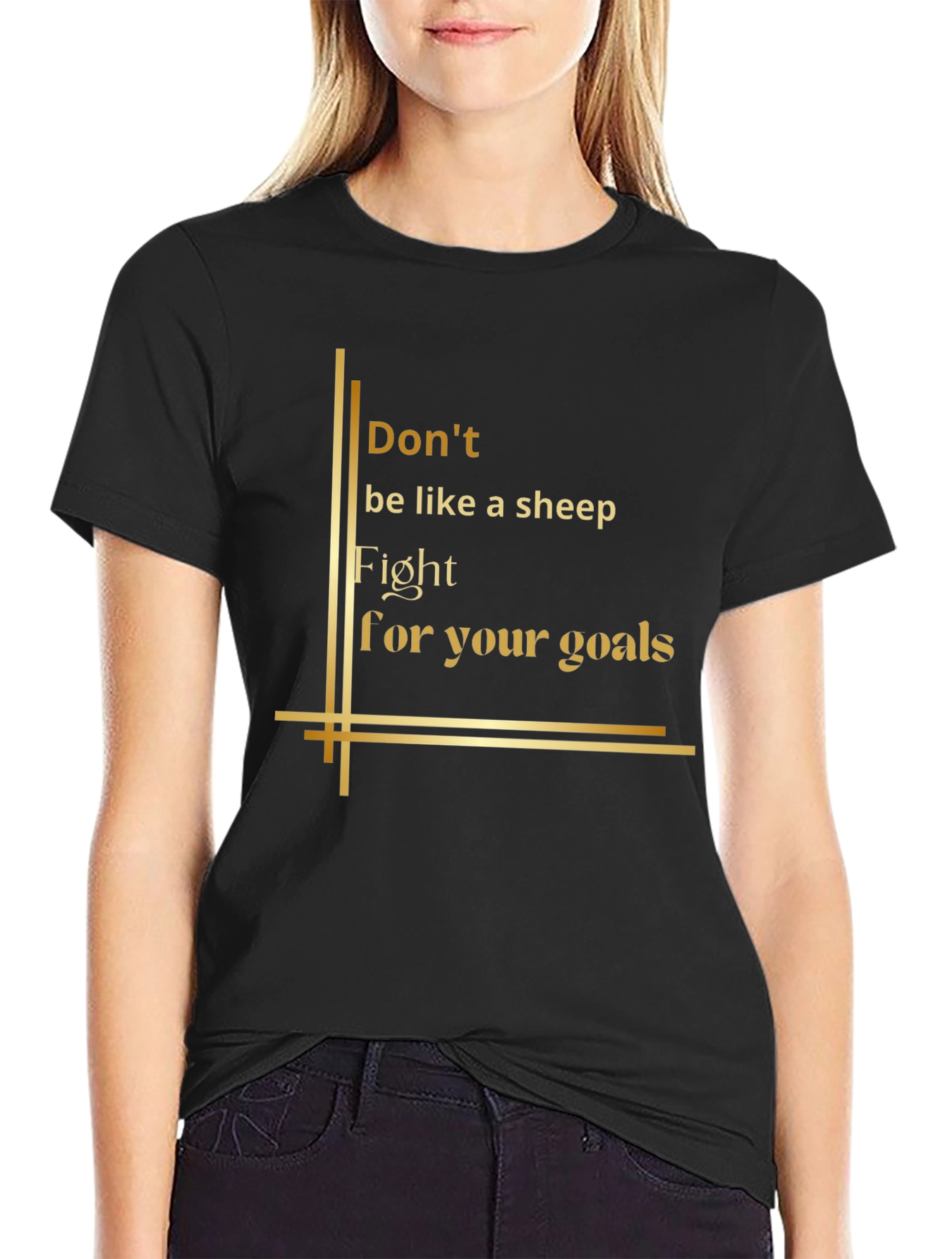 Black Inspirational Graphic Tee - Fight For Your Goals view 2