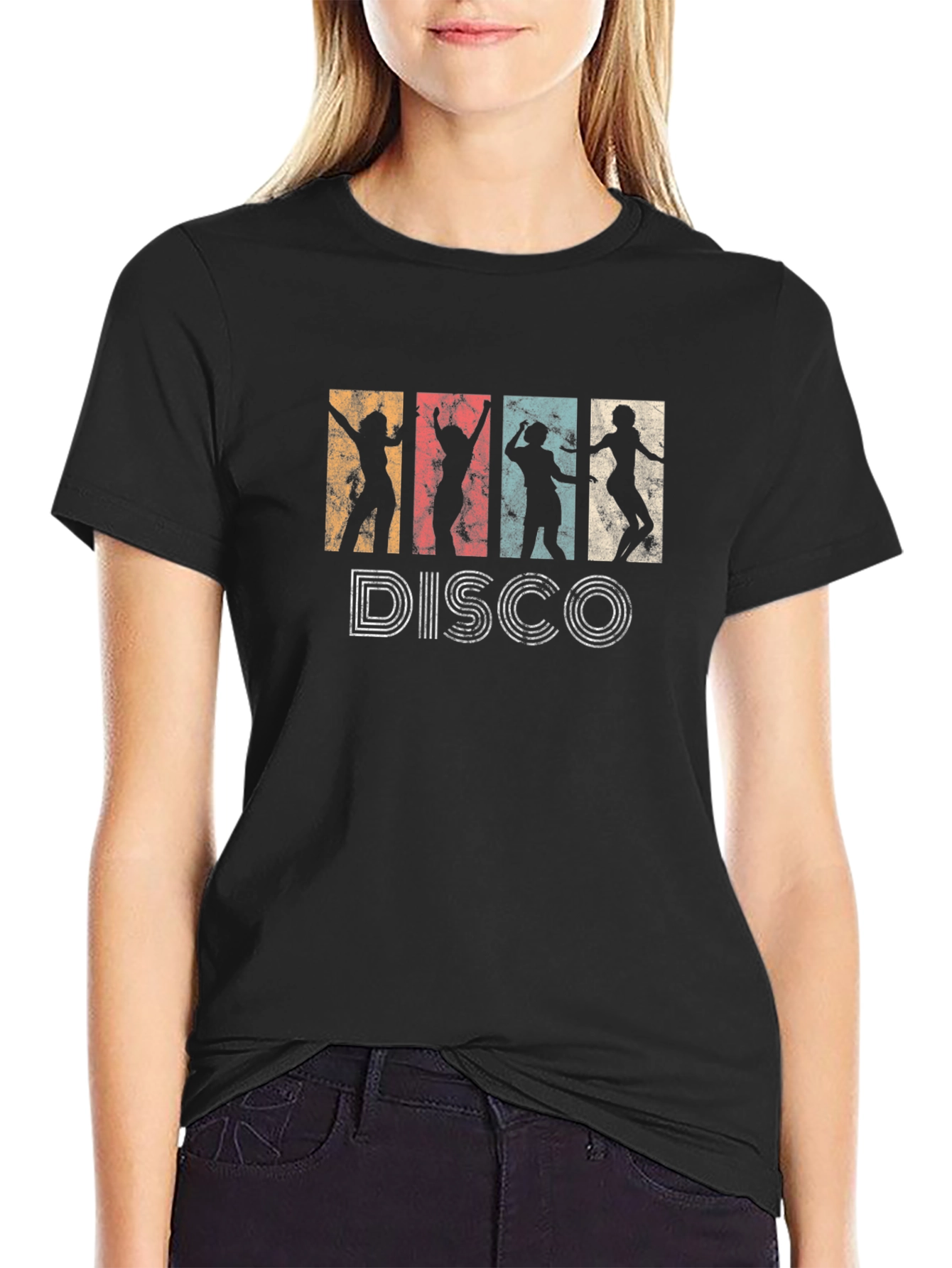 Black Retro Disco Dancer T-Shirt - Vintage Style Tee view 2