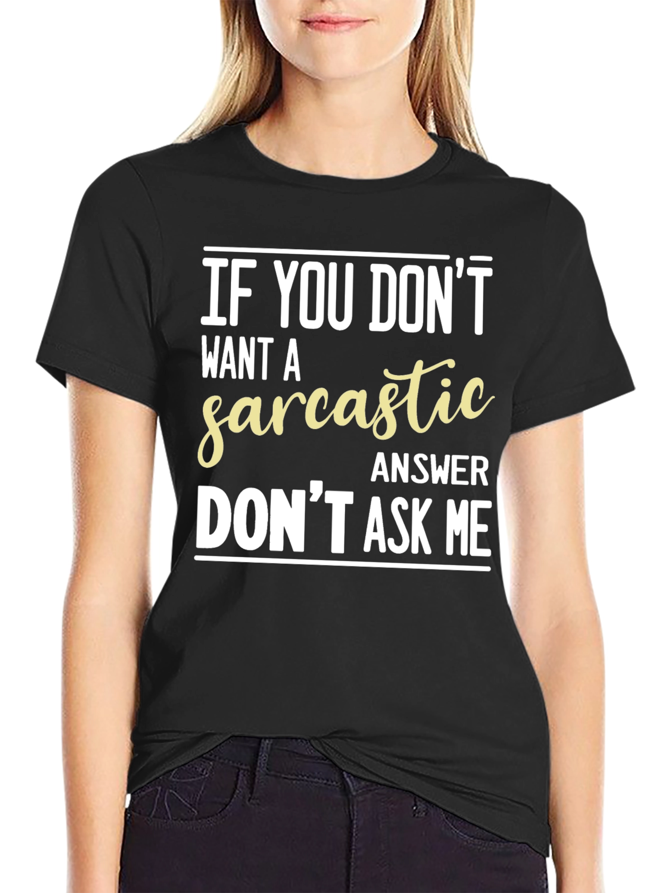 Black Sarcastic Answer Graphic T-Shirt - Funny Tee view 2