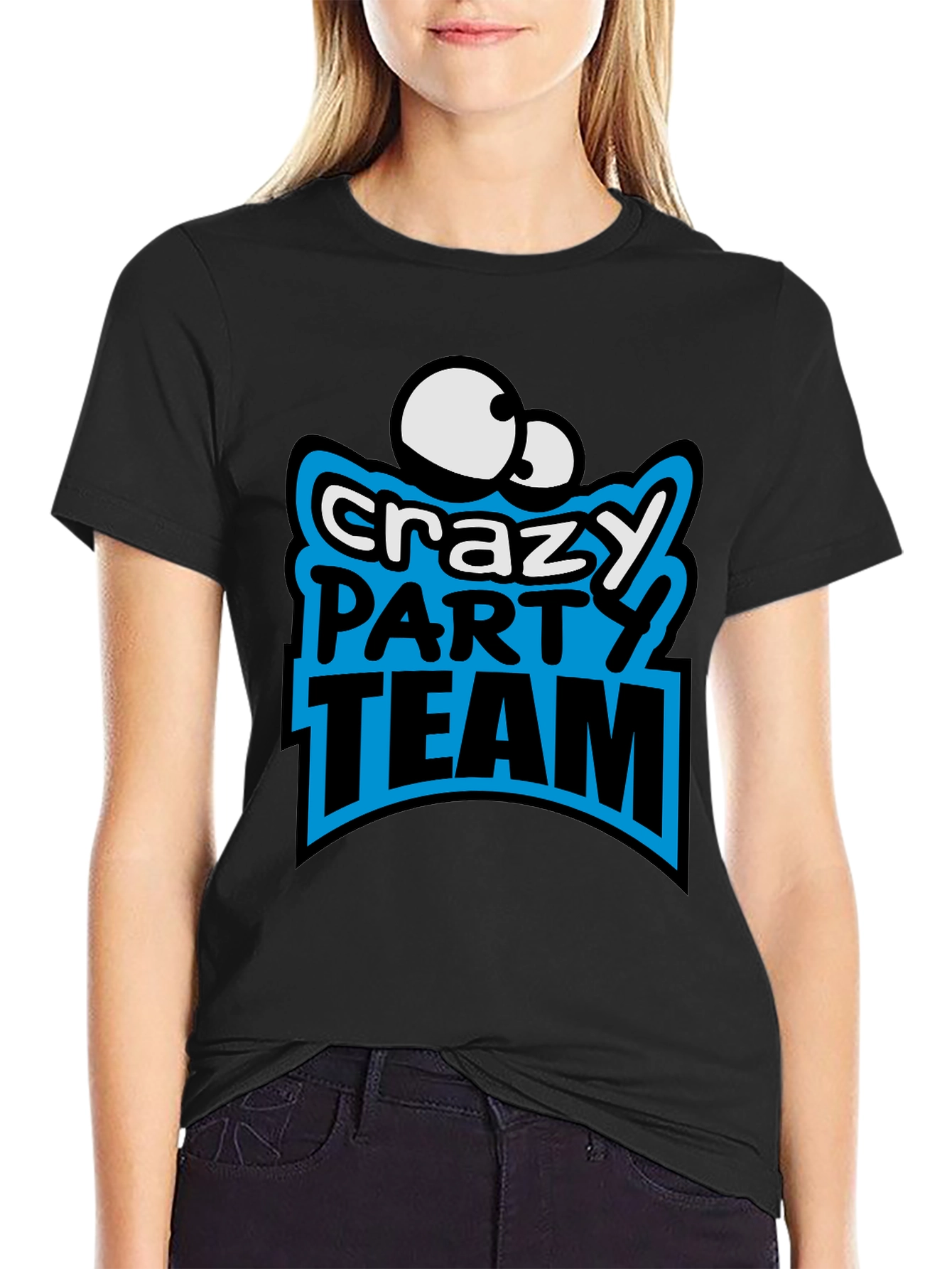 Black Crazy Party Team Graphic T-Shirt view 2