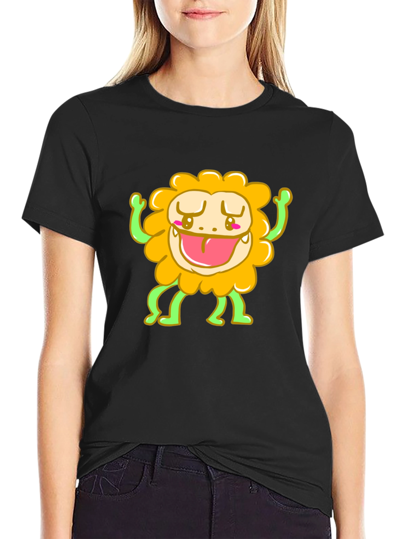 Black Funny Monster Graphic Tee - Black T-Shirt view 2