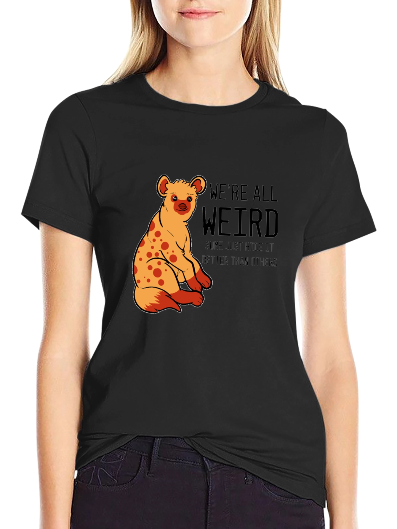 Black We're All Weird Hyena Graphic Tee view 2