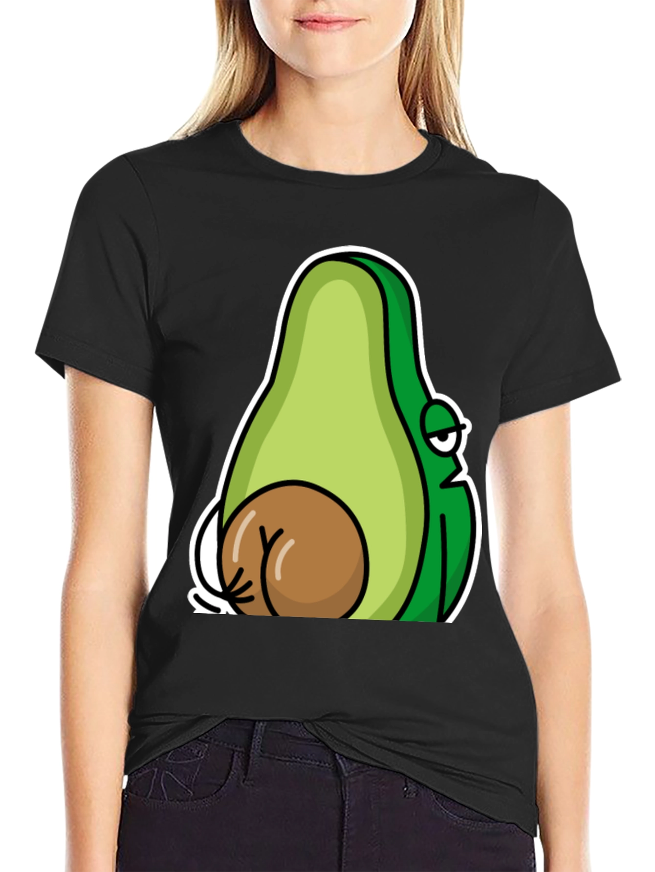 Black Funny Avocado T-Shirt - Novelty Graphic Tee view 2