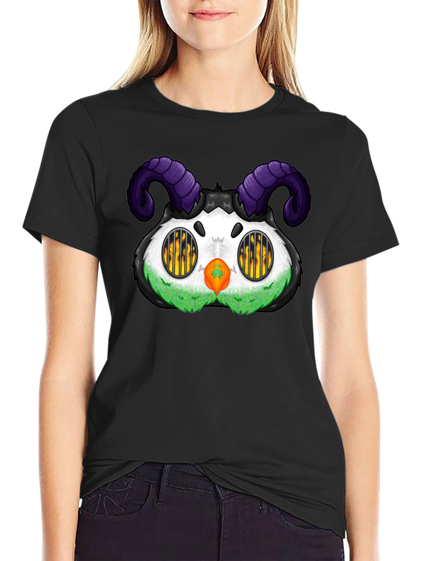 Black Monster T-Shirt with Horns view 2