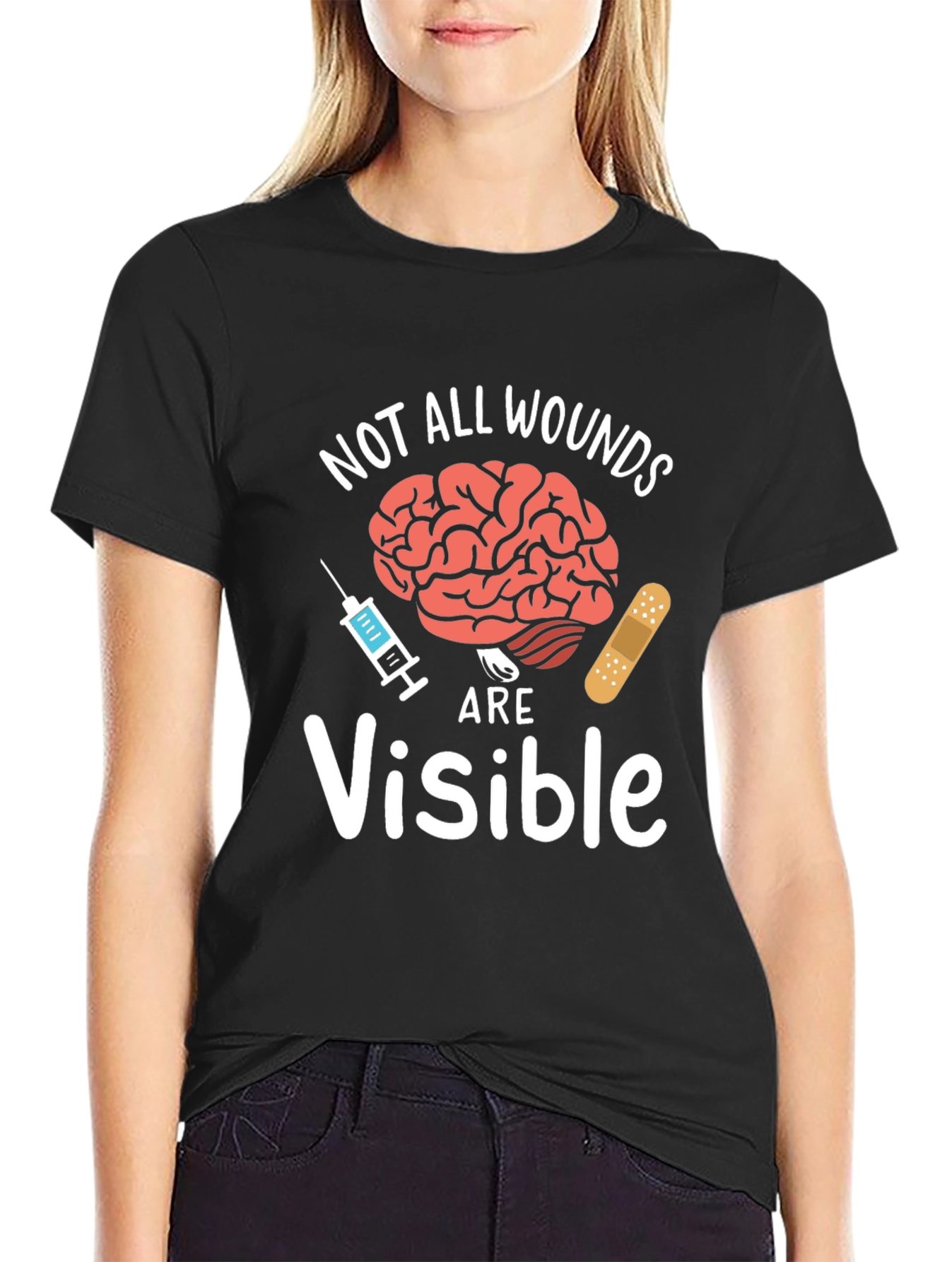 Black Not All Wounds Are Visible T-Shirt Mental Health Awareness  view 2