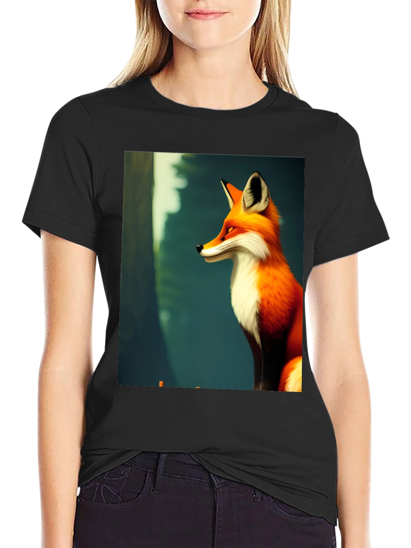 Black Fox Graphic Black T-Shirt - Stylish Men's Tee view 2