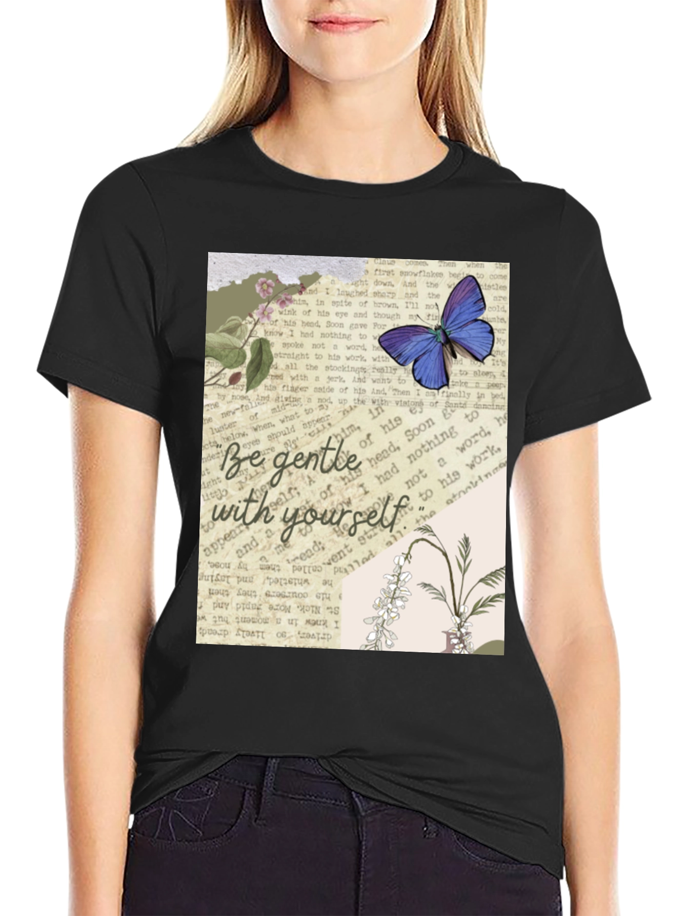 Black Be Gentle With Yourself Graphic Tee view 2