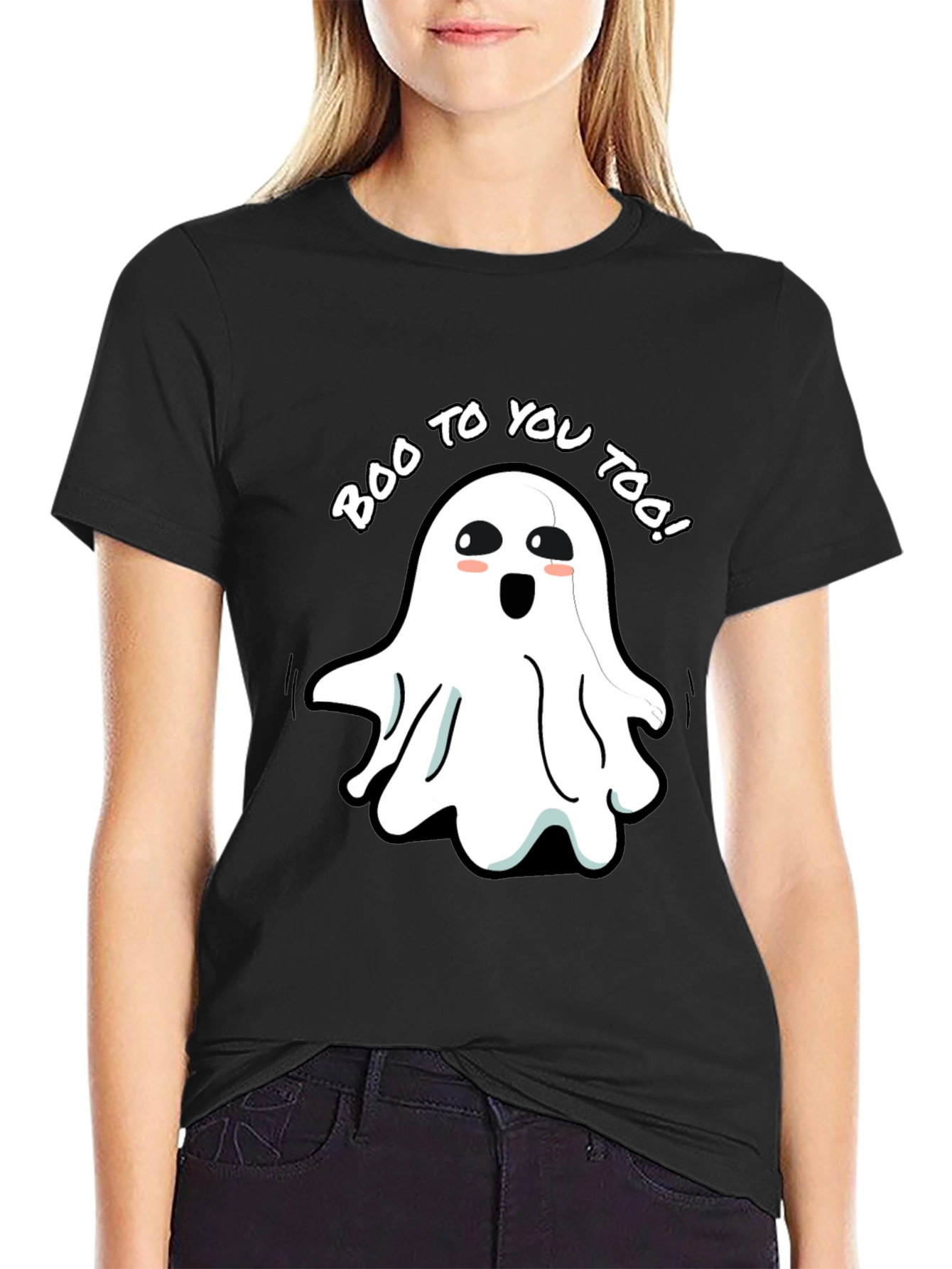 Black Boo To You Too! Ghost Graphic Tee view 2