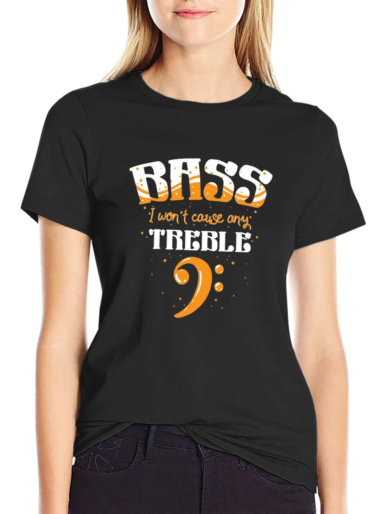 Black Bass Treble Music Graphic T-Shirt view 2