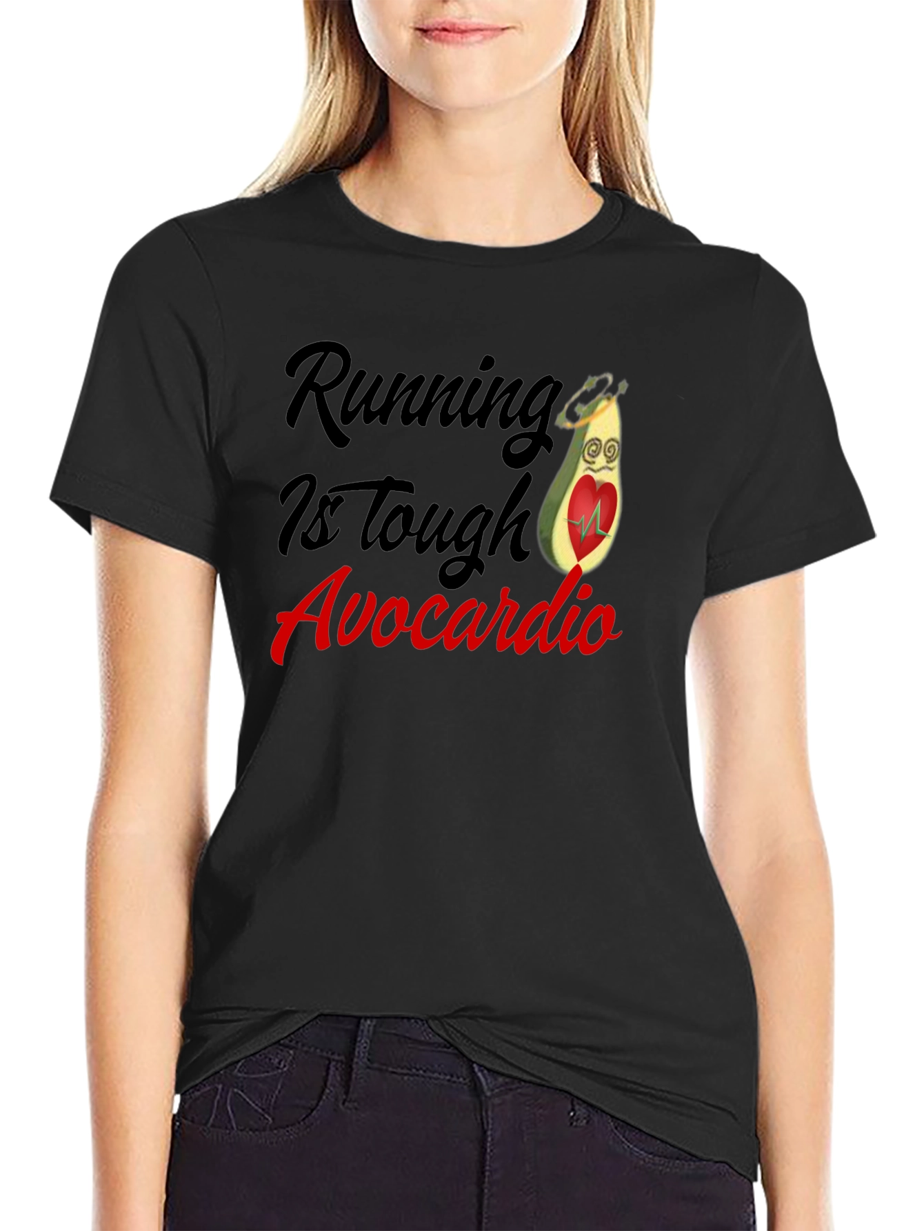 Black Running Is Tough Avocardio T-Shirt view 2