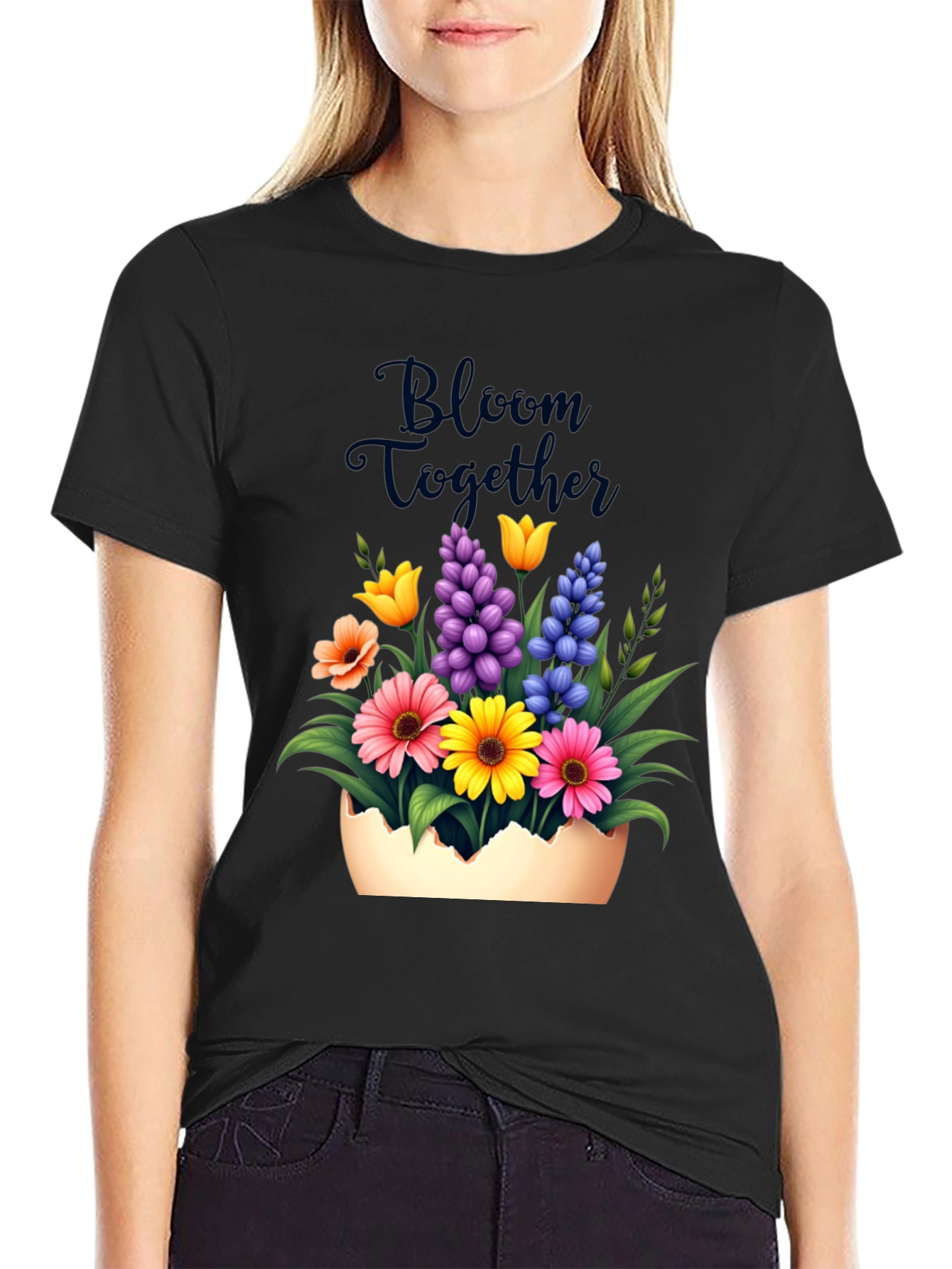 Black Bloom Together Floral Graphic Tee view 2