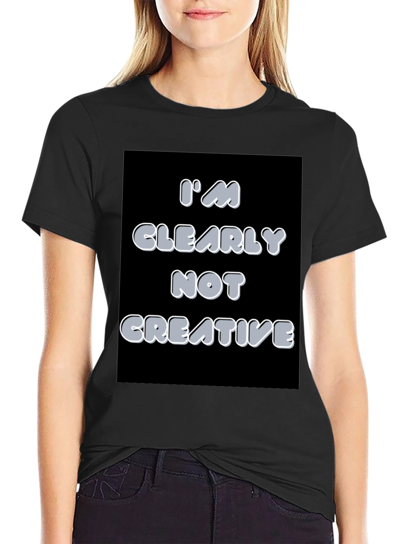 Black I'm Clearly Not Creative Graphic T-Shirt view 2