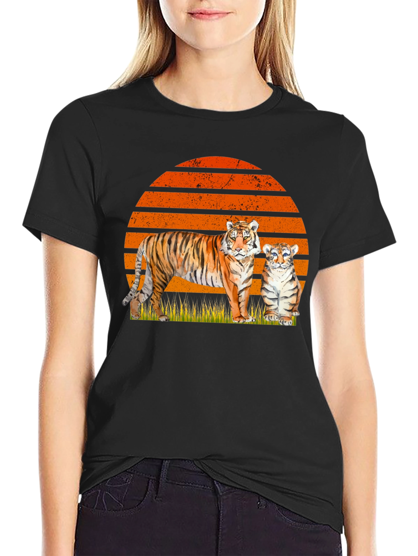 Black Tiger & Cub Sunset Graphic Tee view 2