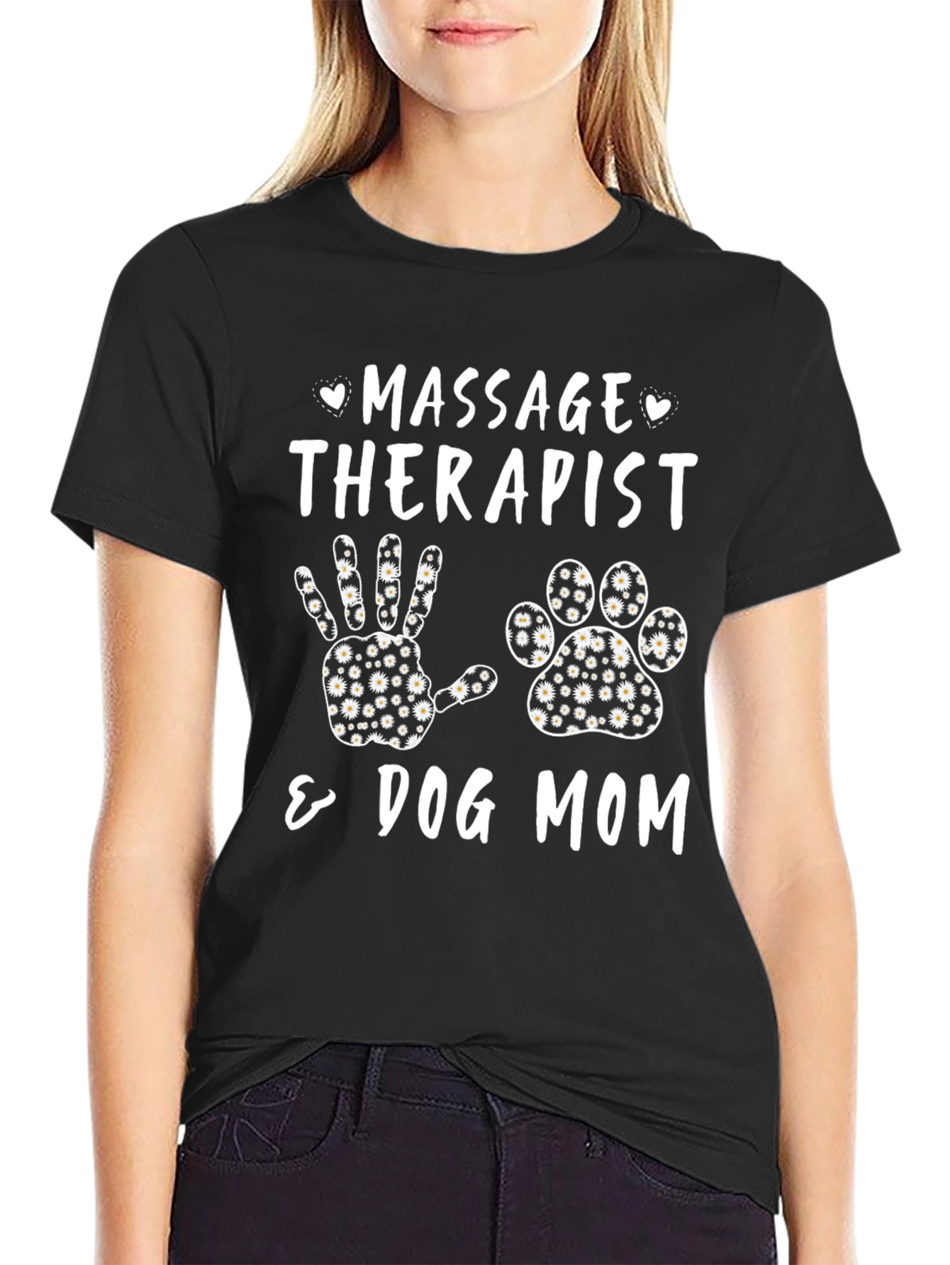 Black Massage Therapist & Dog Mom Graphic Tee view 2