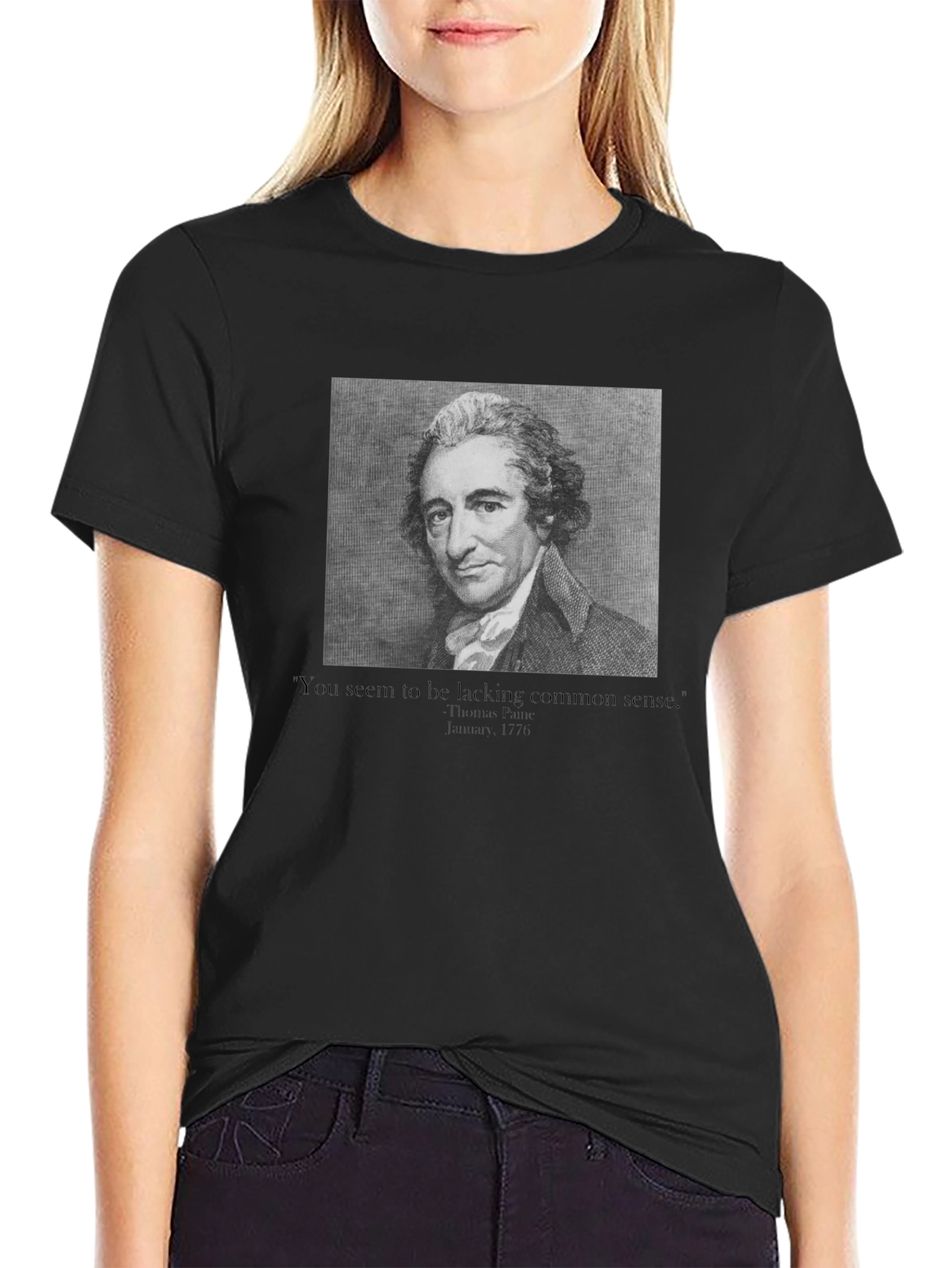 Black Thomas Paine Common Sense T-Shirt view 2