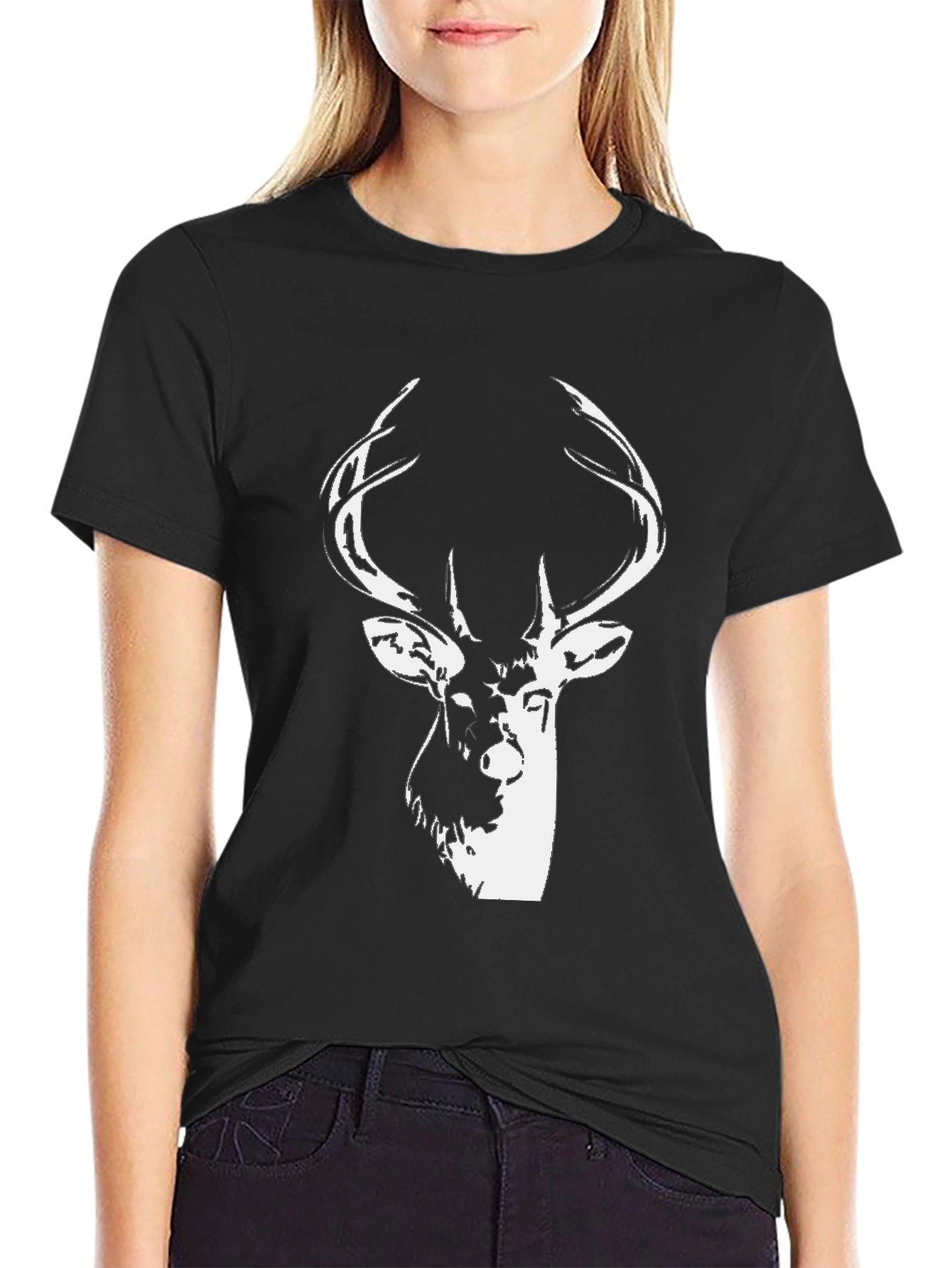 Black Stag Graphic Black T-Shirt - Men's Casual Tee view 2