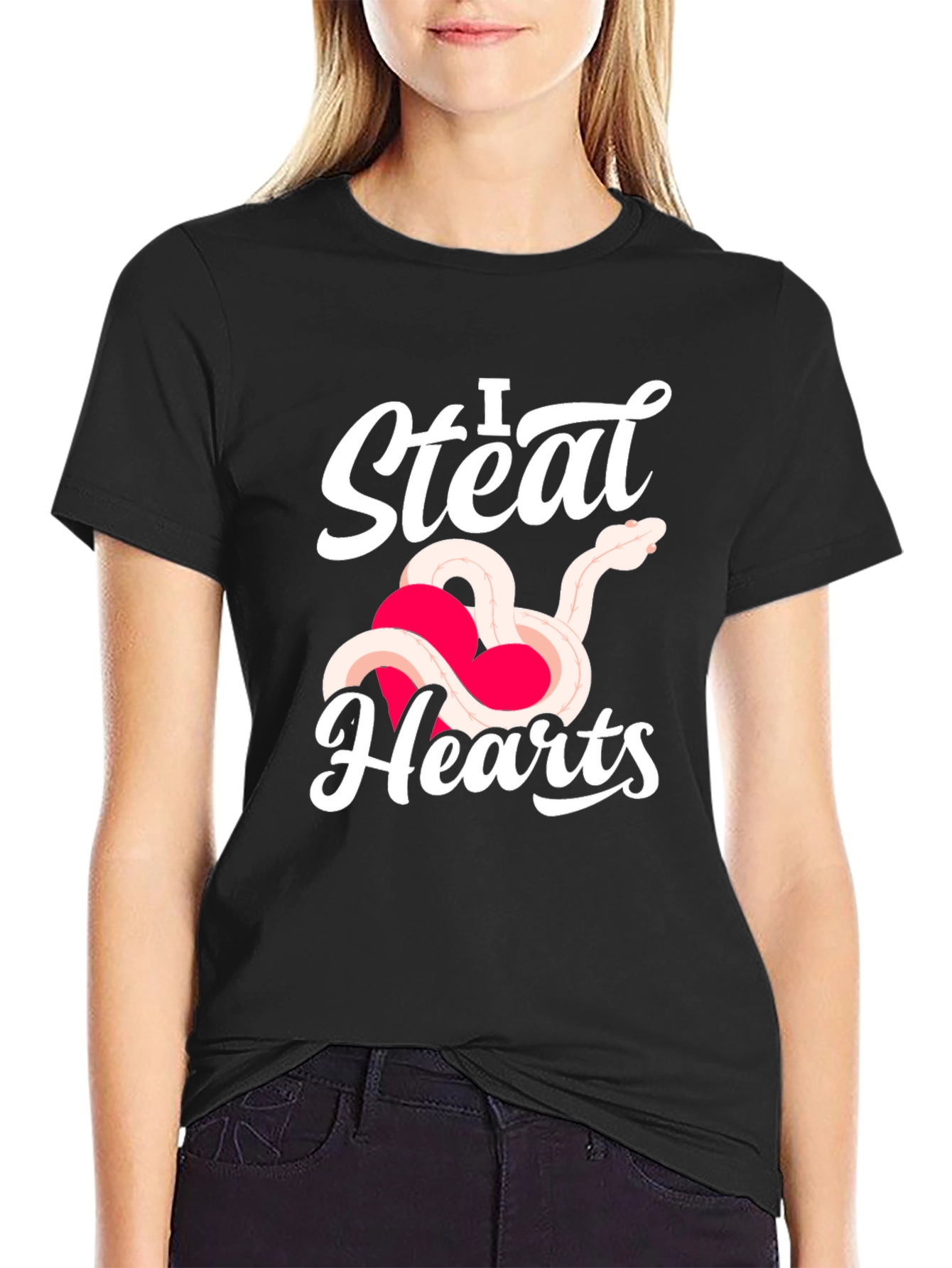 Black I Steal Hearts Snake Graphic Tee view 2