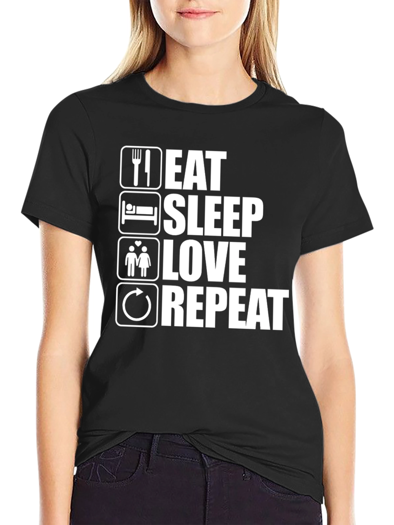 Black Eat Sleep Love Repeat Graphic Tee - Unisex view 2