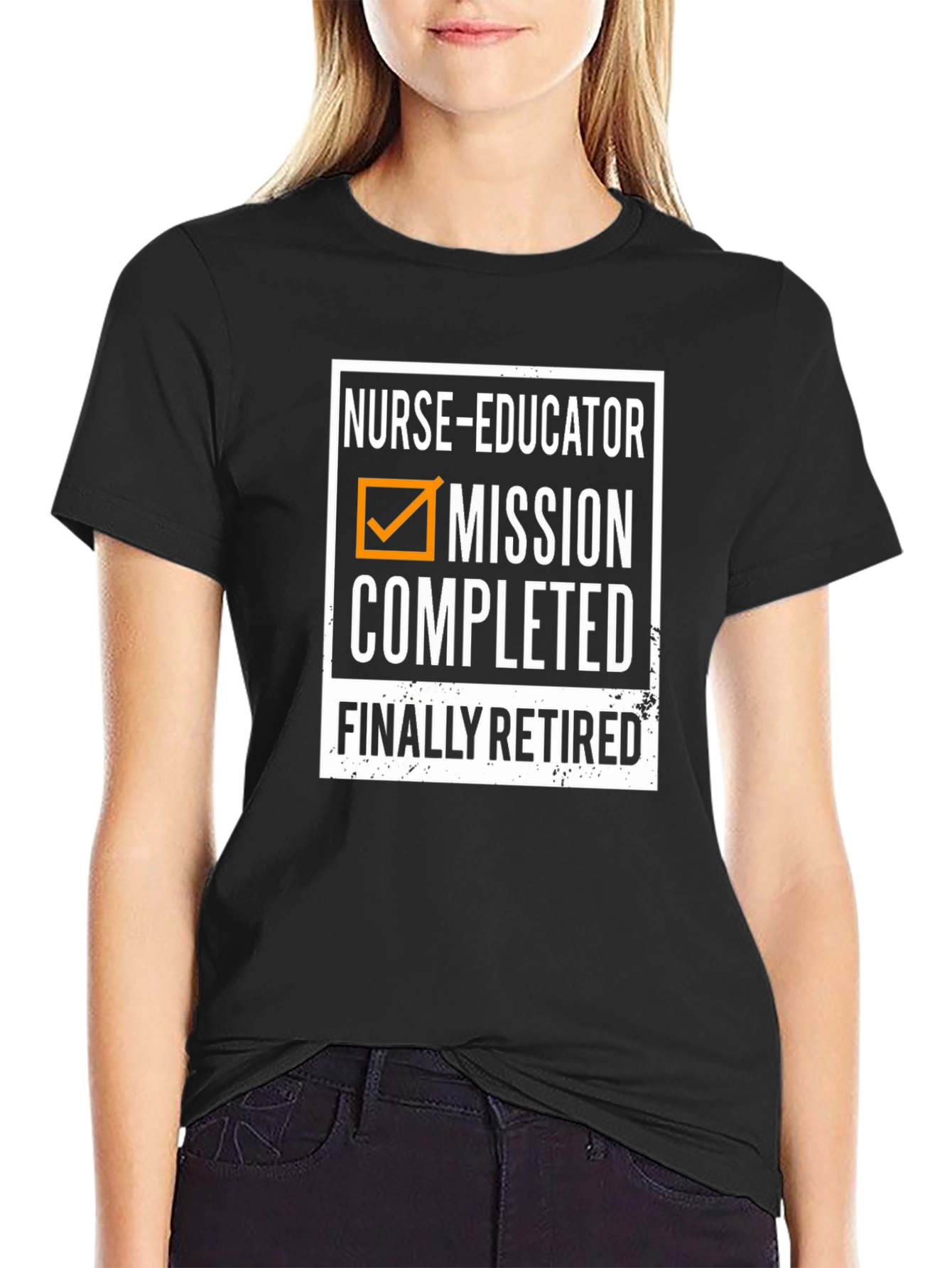 Black Nurse Educator Retirement T-Shirt - Mission Completed view 2