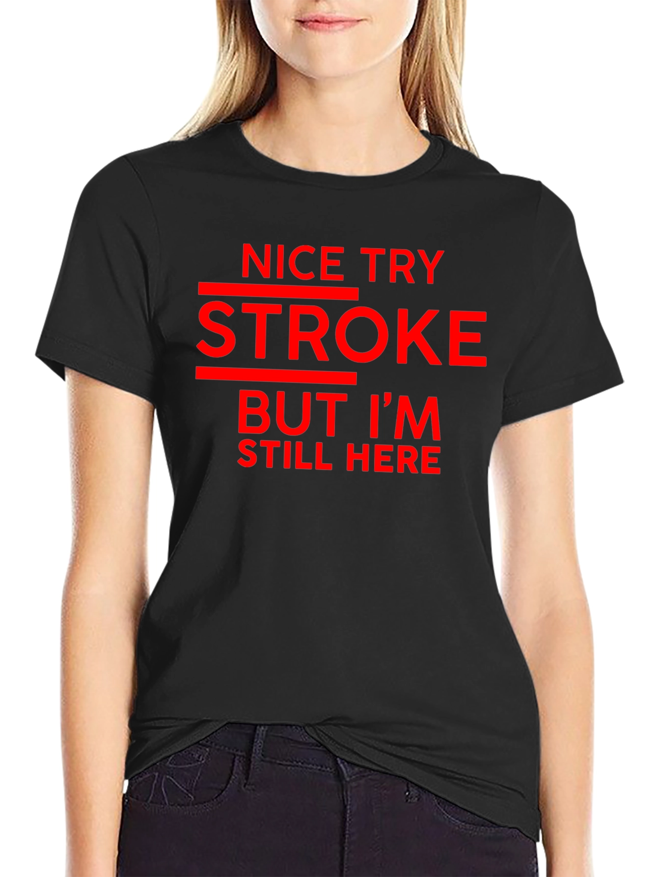 Black Funny Stroke Survivor Graphic Tee view 2