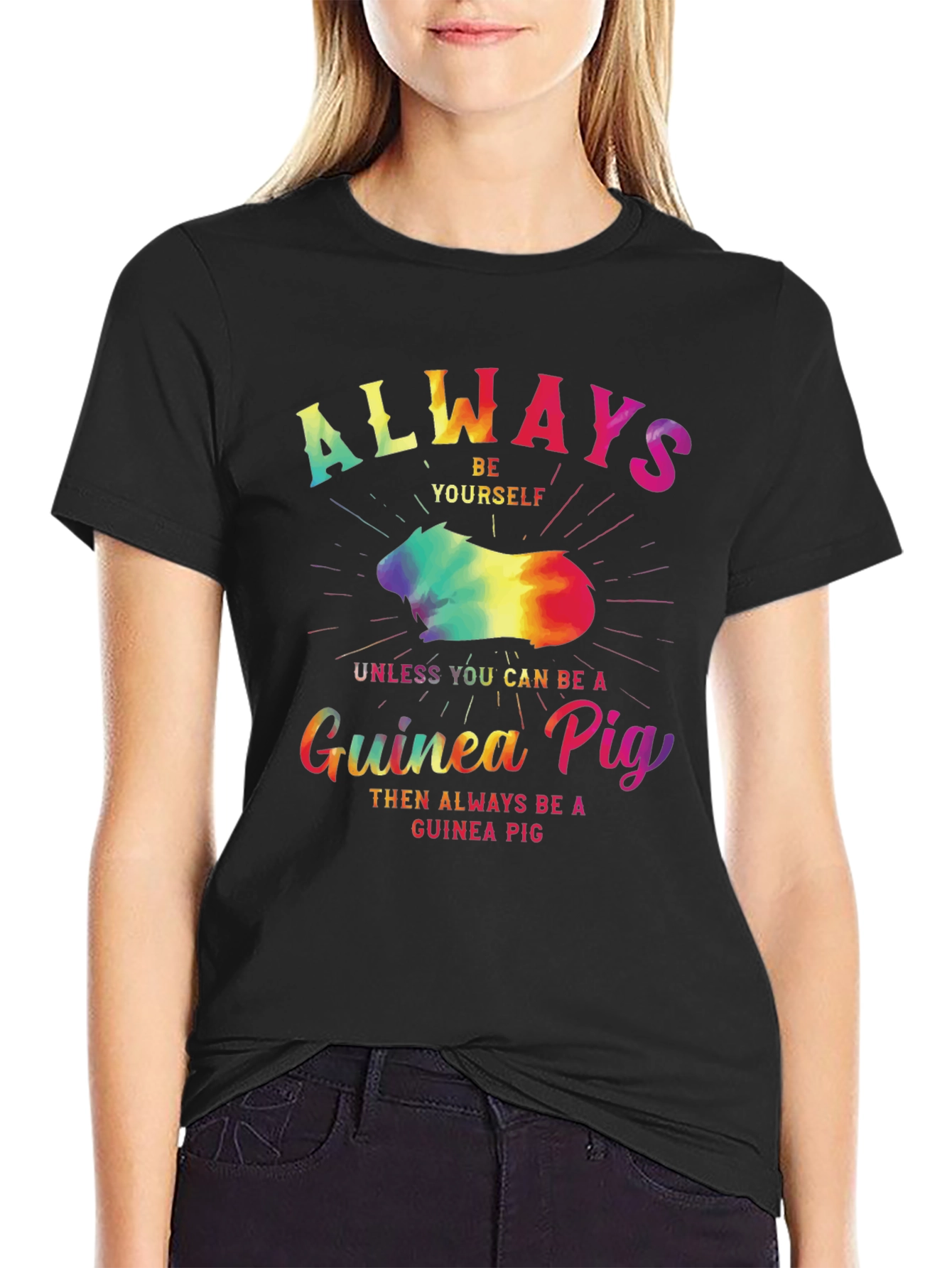 Black Always Be Yourself Guinea Pig T-Shirt view 2