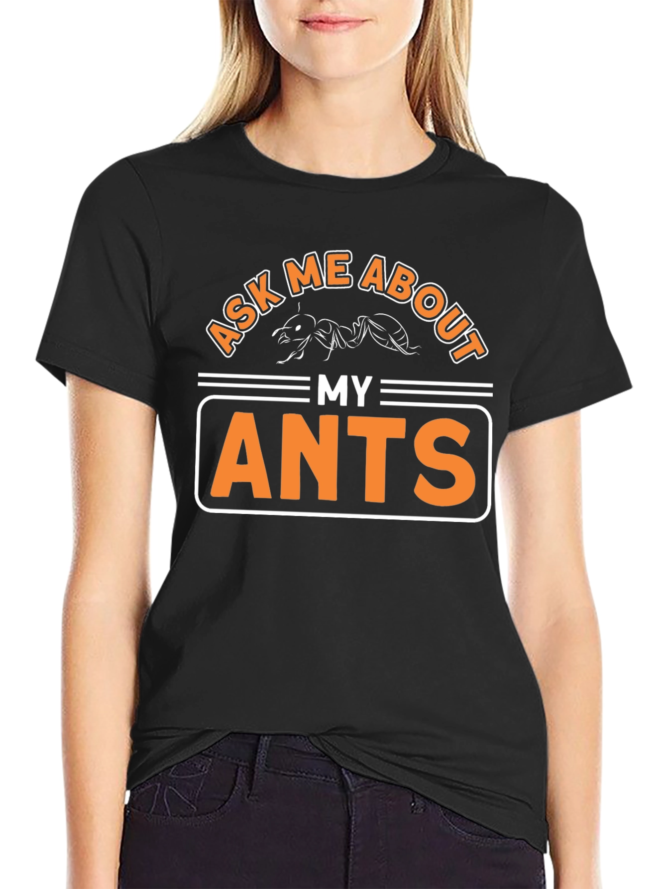 Black Ask Me About My Ants T-Shirt Funny Entomology Tee view 2
