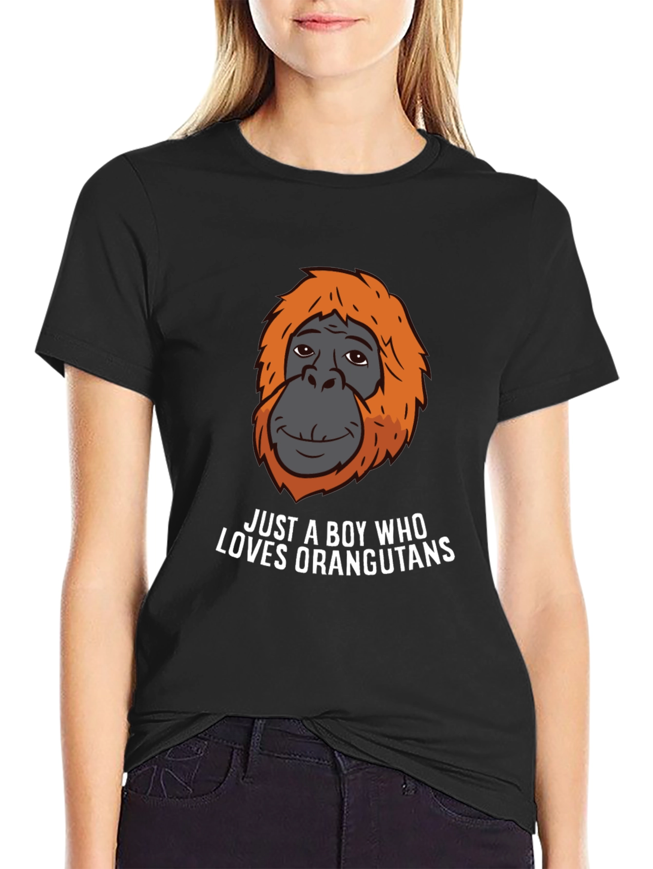 Black Boy Who Loves Orangutans T-Shirt view 2