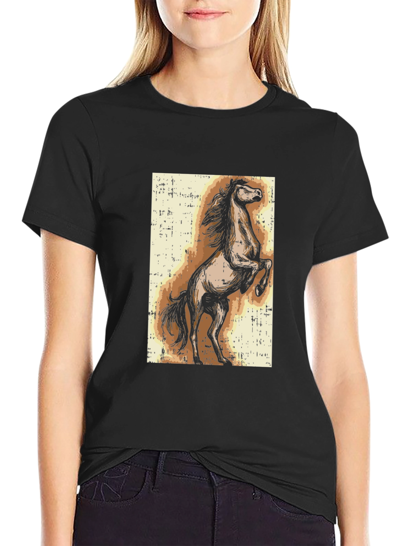 Black Horse Graphic Tee - Black Cotton Blend view 2