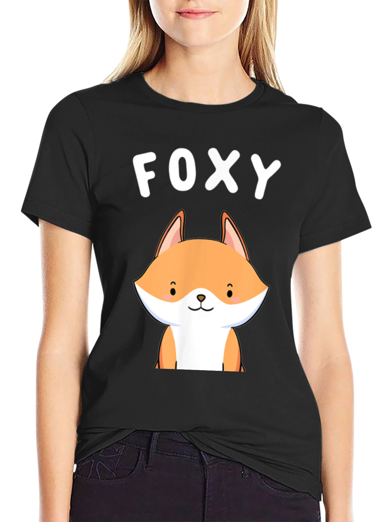 Black Foxy Graphic Tee - Cute Fox Design view 2