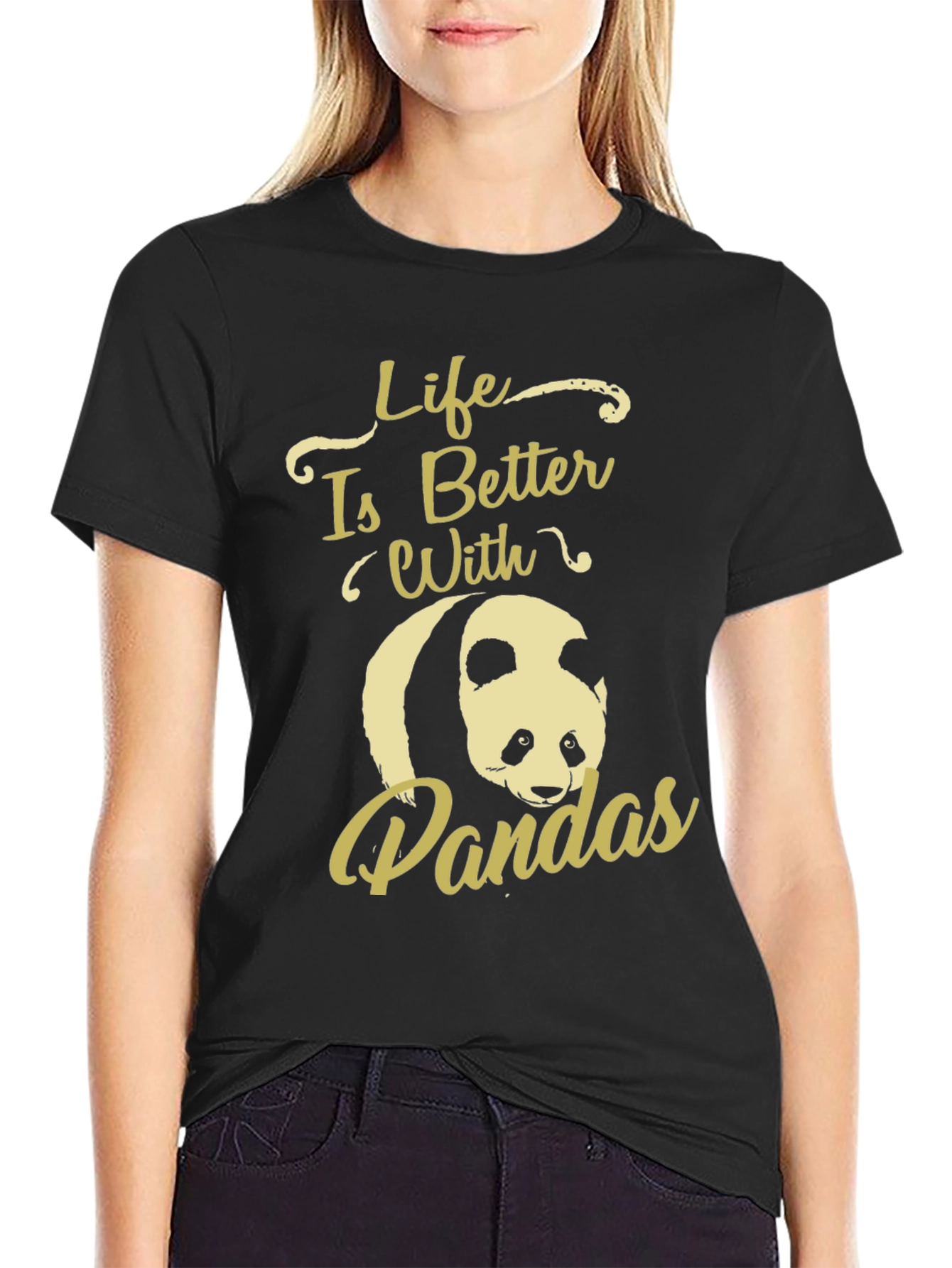 Black Life is Better with Pandas Graphic T-Shirt view 2