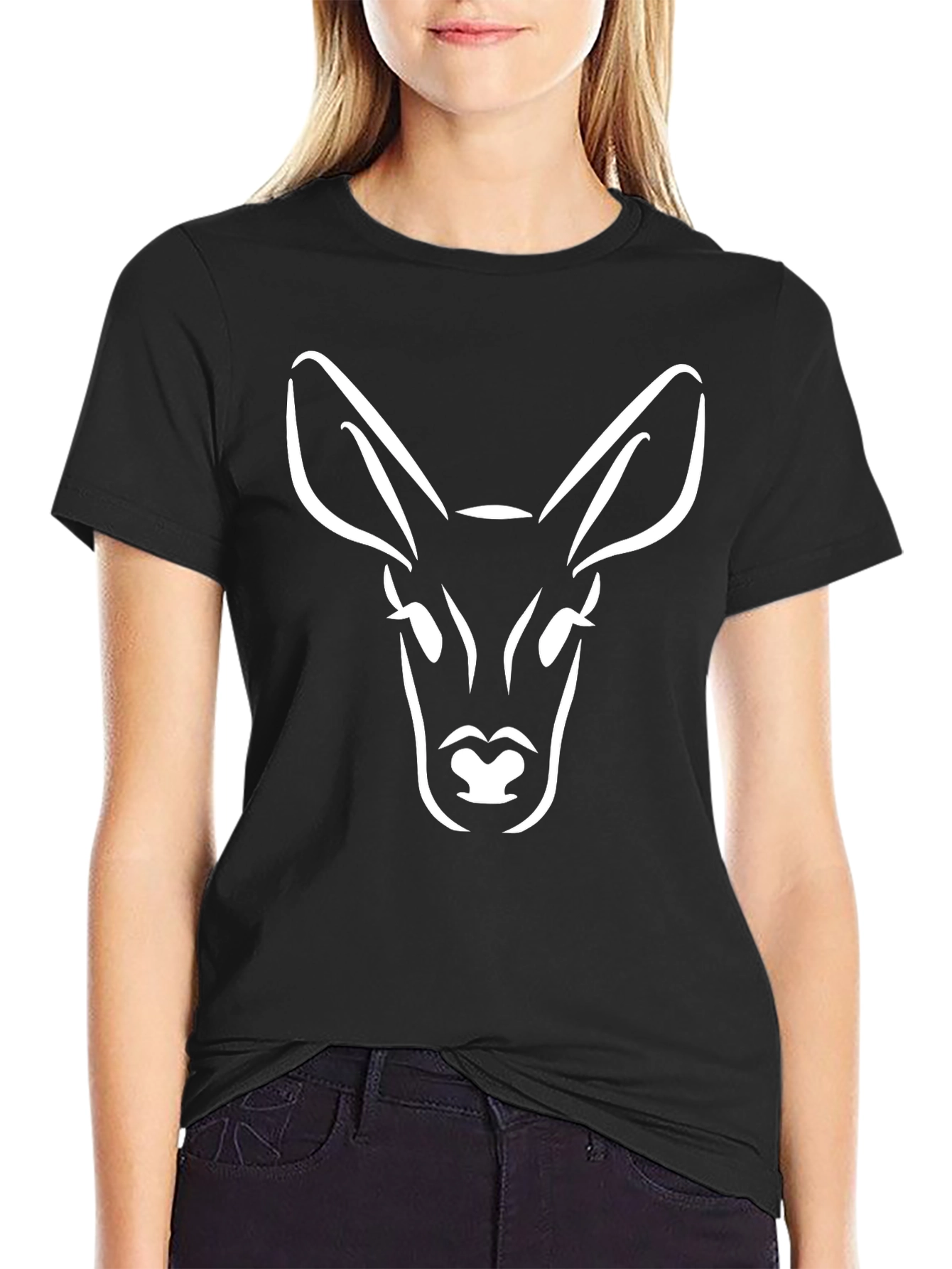 Black Deer Head Graphic T-Shirt - Black view 2