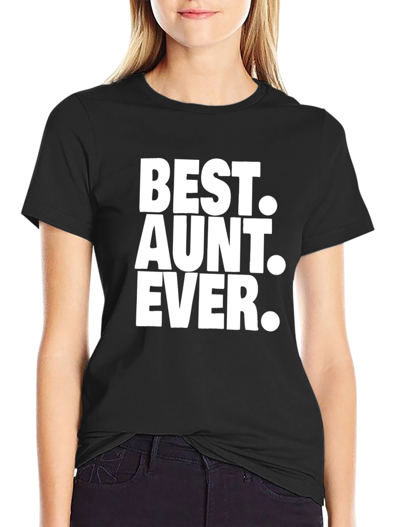 Black Best Aunt Ever Black T-Shirt view 2