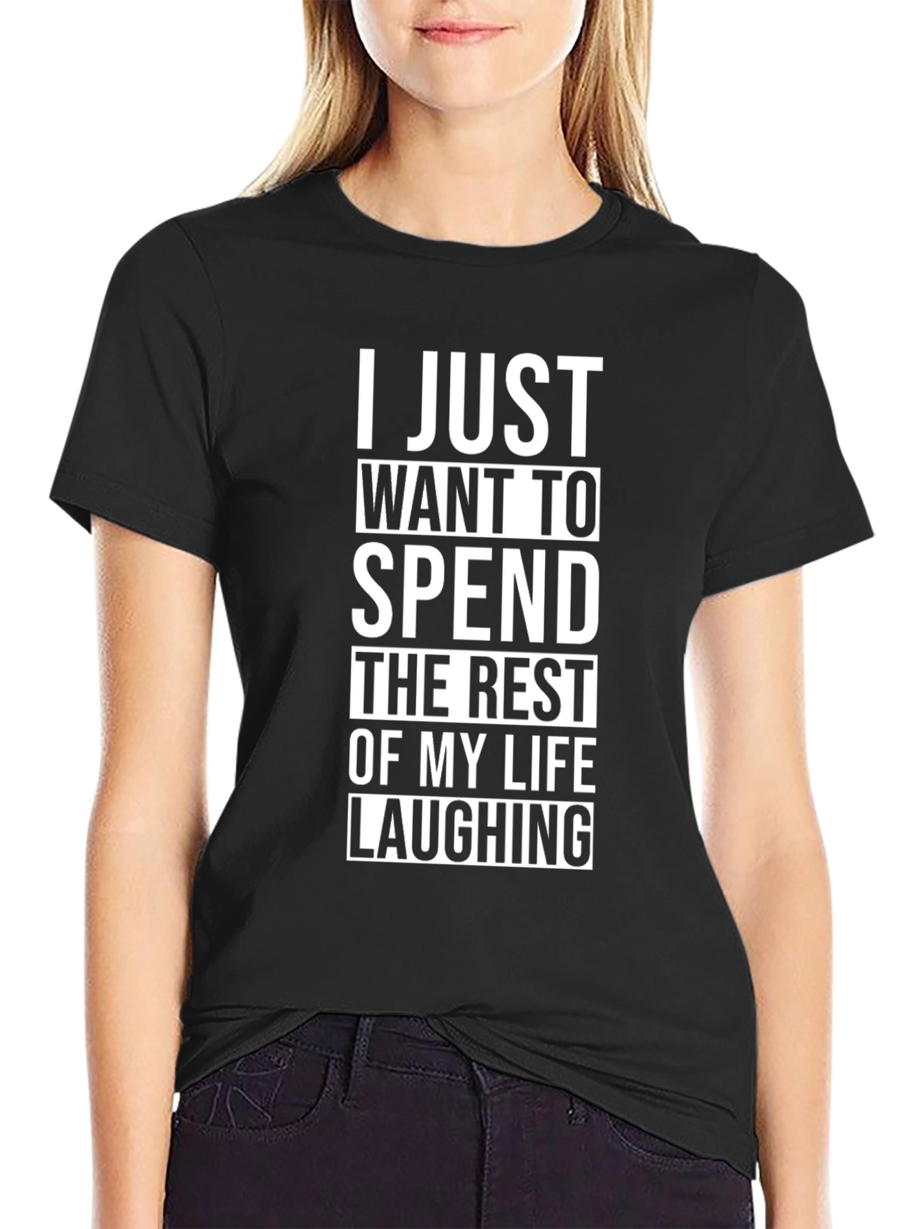 Black Laughing Life Graphic Tee - Soft Cotton Blend view 2