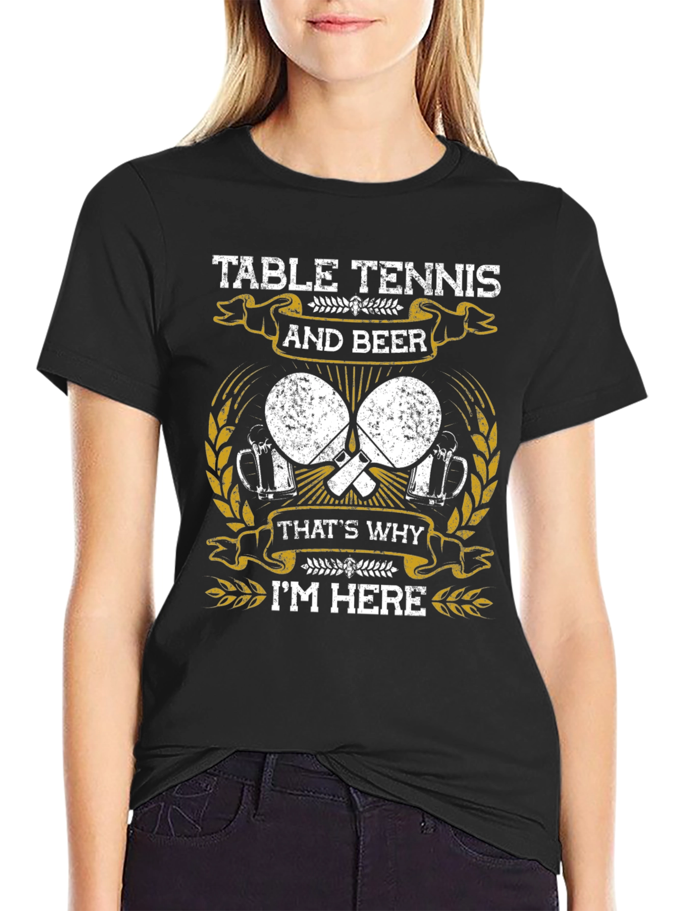 Black Table Tennis and Beer Graphic T-Shirt view 2